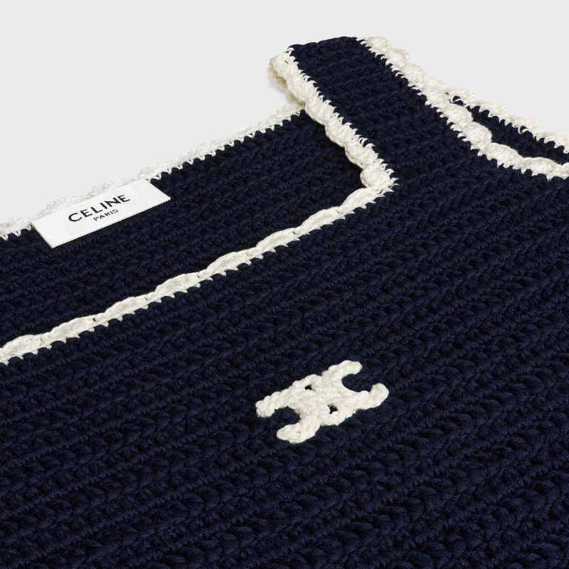 Celine os11x0526 Crocheted Cotton Top in Navy Blue Size S / US 4 / IT 40 - 3 Thumbnail