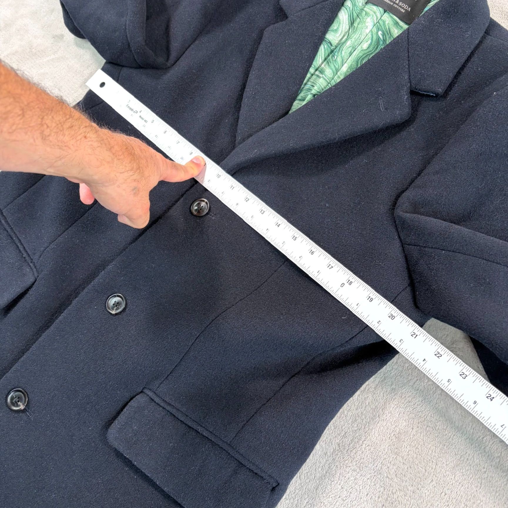 Scotch & Soda Scotch & Soda Amsterdam Wool-Blend Overcoat Men L Blue Solid Button Long Coat Casual Formal 6? Size US L / EU 52-54 / 3 - 6 Thumbnail