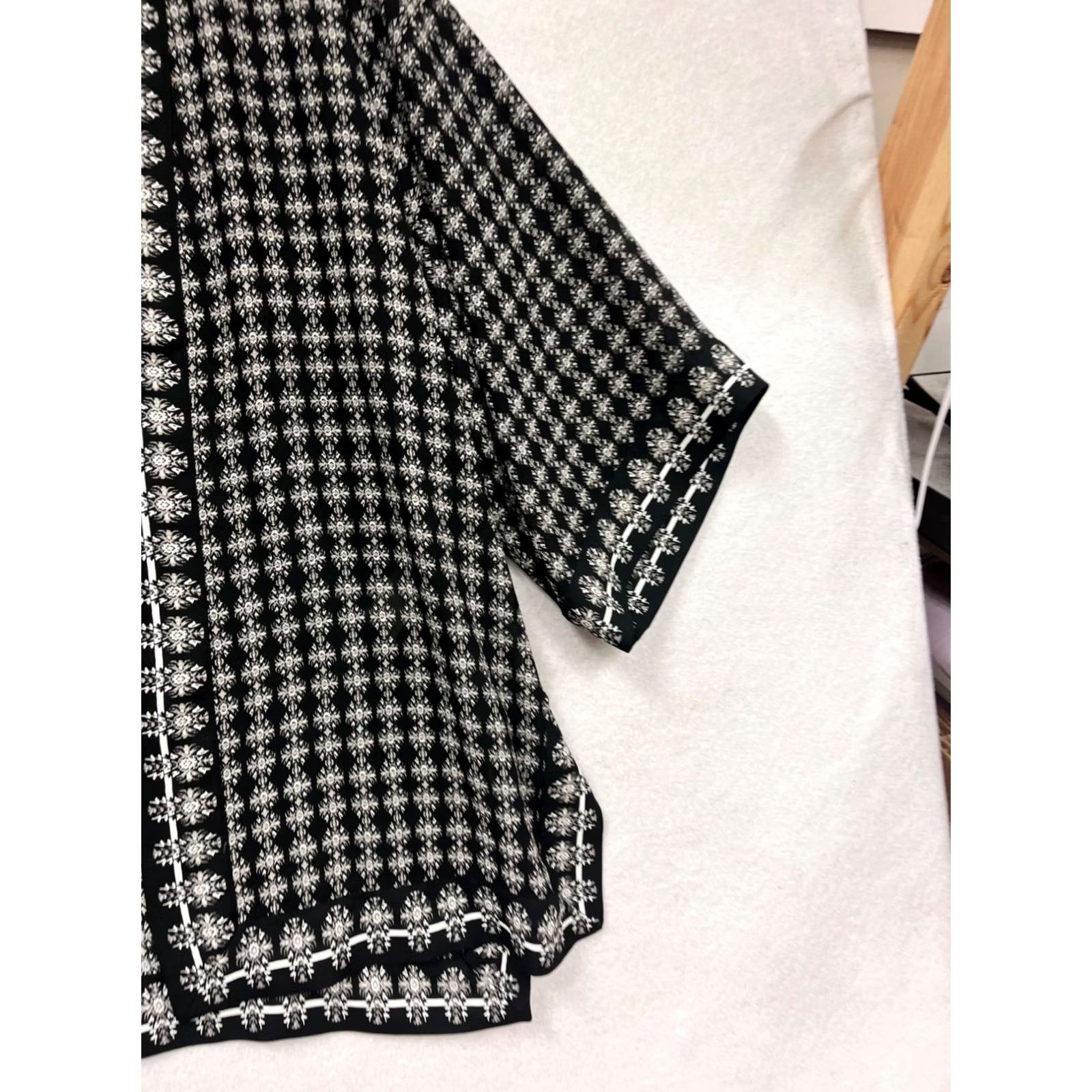 Vintage VINTAGE Max Studio Kimono Jacket Women L Black White Pattern - 894A Size L / US 10 / IT 46 - 5 Thumbnail
