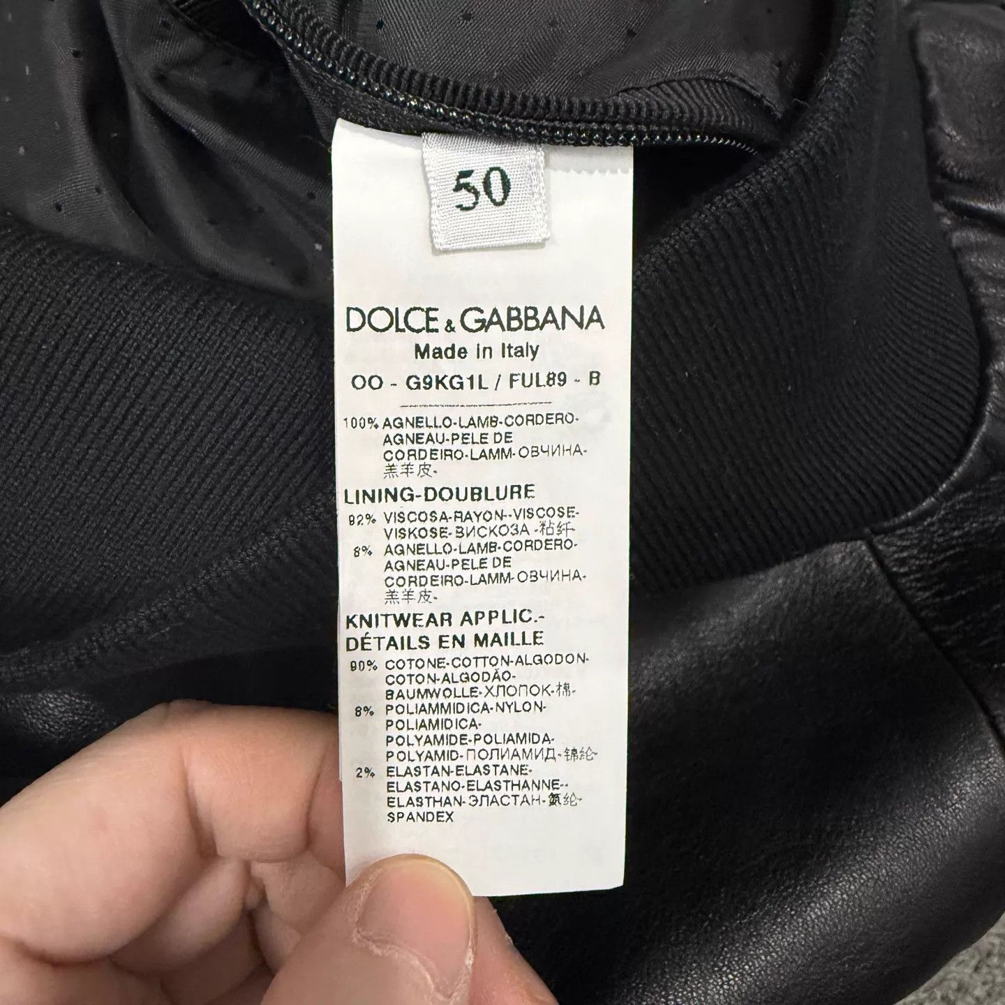 Dolce & Gabbana D&G black sheepskin leather jacket men's 50 Size US M / EU 48-50 / 2 - 4 Thumbnail