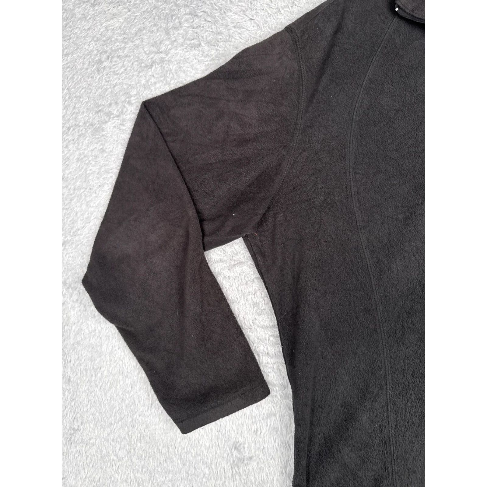 Vintage Columbia Womens Pullover Shirt 2X Black Fleece Quarter Zip Mock Neck Raglan Sleeve Outdoor Hiking Walking Regular Size XXL / US 16-18 / IT 52-54 - 3 Thumbnail