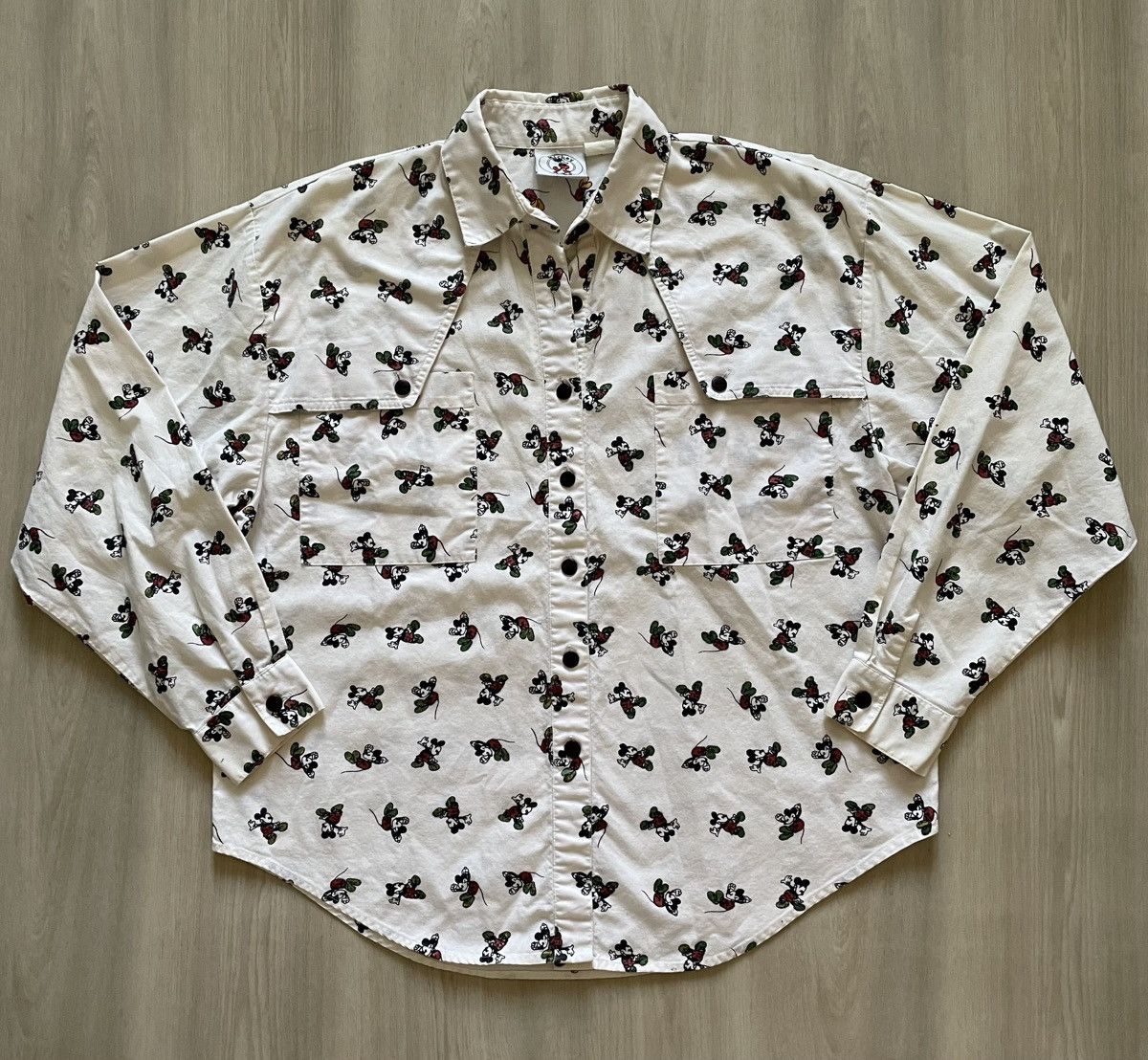 Designer × Disney × Vintage Vintage 80s Mickey Mouse Western Style AOP Button Women M-L Size L / US 10 / IT 46 - 2 Thumbnail