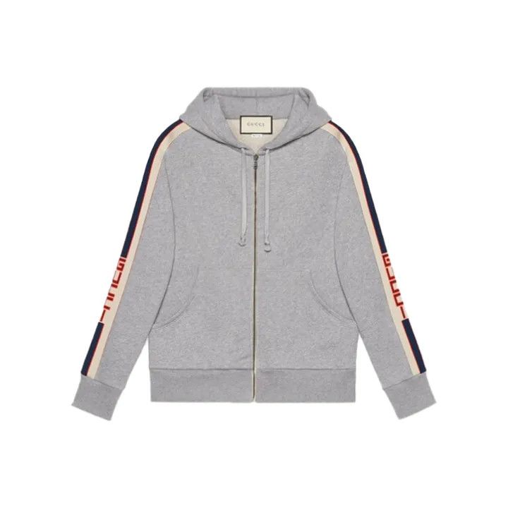 Gucci Striped Zip-Up Hoodie for Unisex