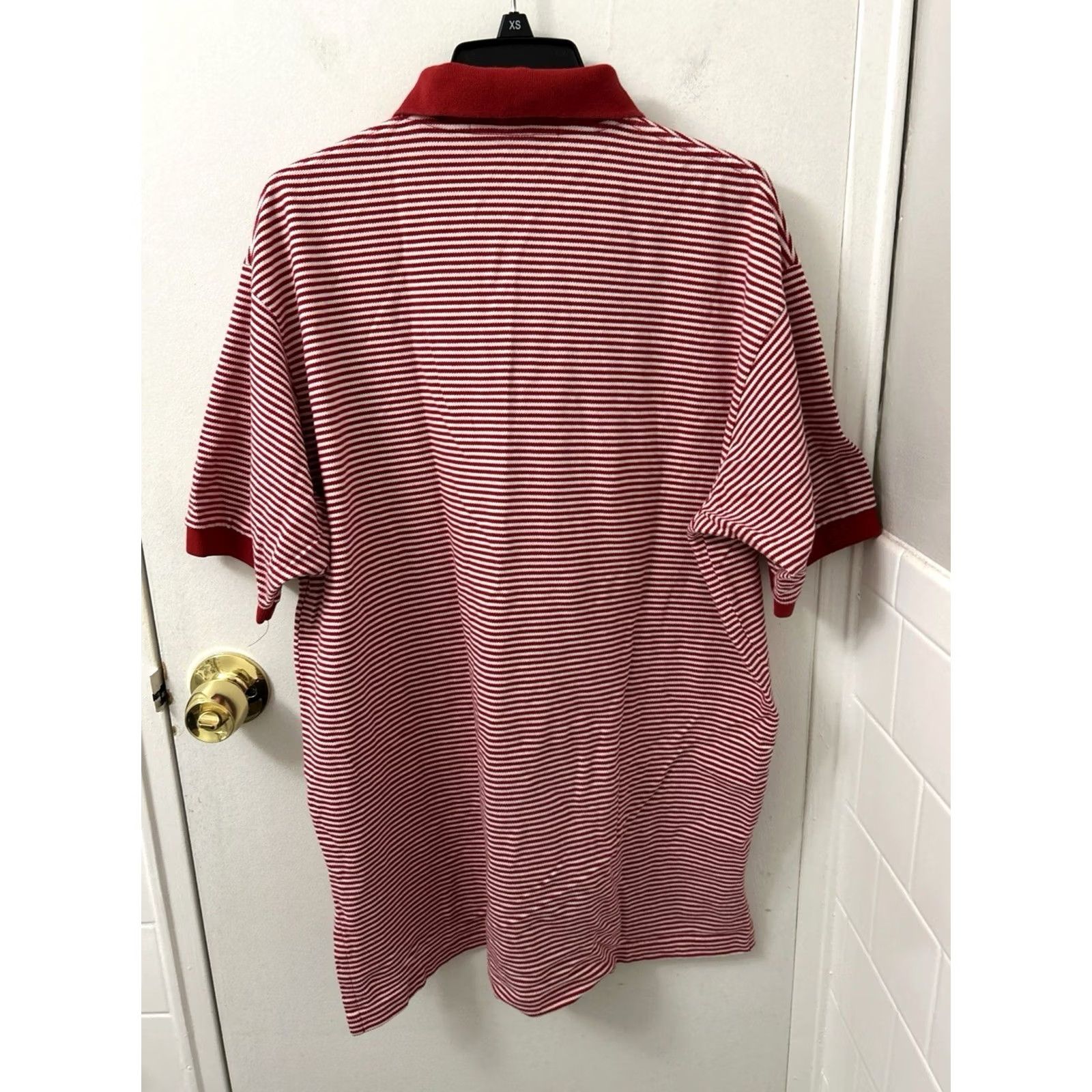Polo Ralph Lauren VINTAGE Polo Sport Ralph Lauren Shirt Mens L Red White Striped Cotton Pique S/S Size US L / EU 52-54 / 3 - 7 Thumbnail