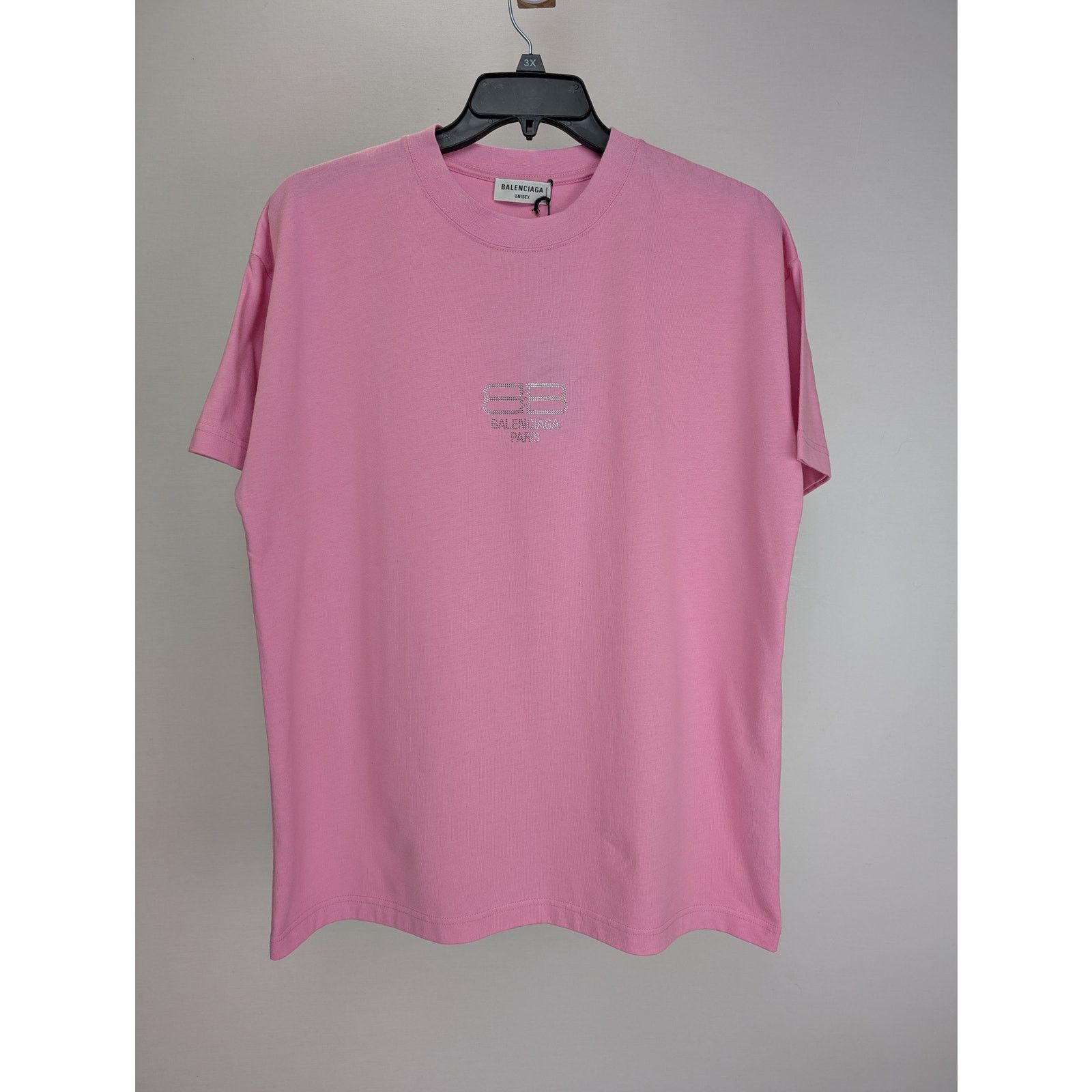 Balenciaga o1rshd1 BB Paris Icon Vintage Jersey Strass T-Shirt in Pink Size US XL / EU 56 / 4 - 1 Thumbnail