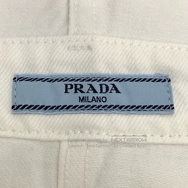 Prada Prada White triangle logo cotton strap dress Size XXS / US 00 / IT 34 - 7 Thumbnail