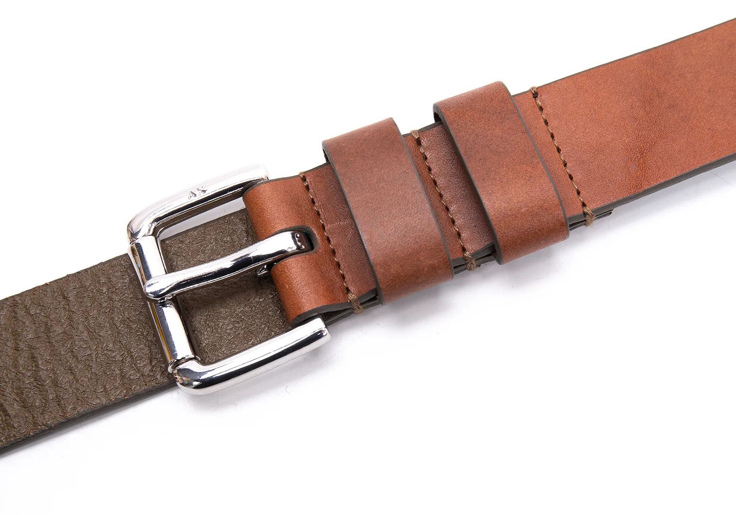 Armani Double Buckle Leather Belt in Khaki Brown, Size 38 Size ONE SIZE - 6 Thumbnail