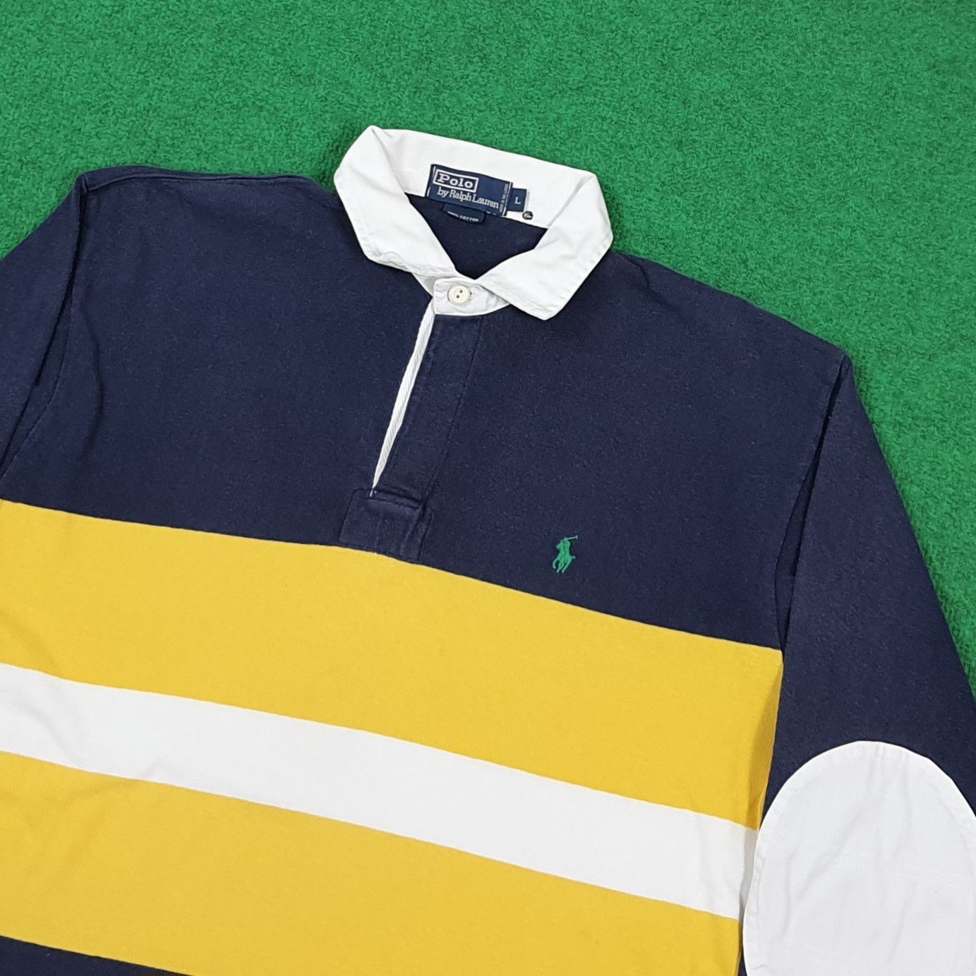 Polo Ralph Lauren Vintage Polo Ralph Lauren Striped Rugby Sweatshirt E1N17 Size US L / EU 52-54 / 3 - 2 Thumbnail