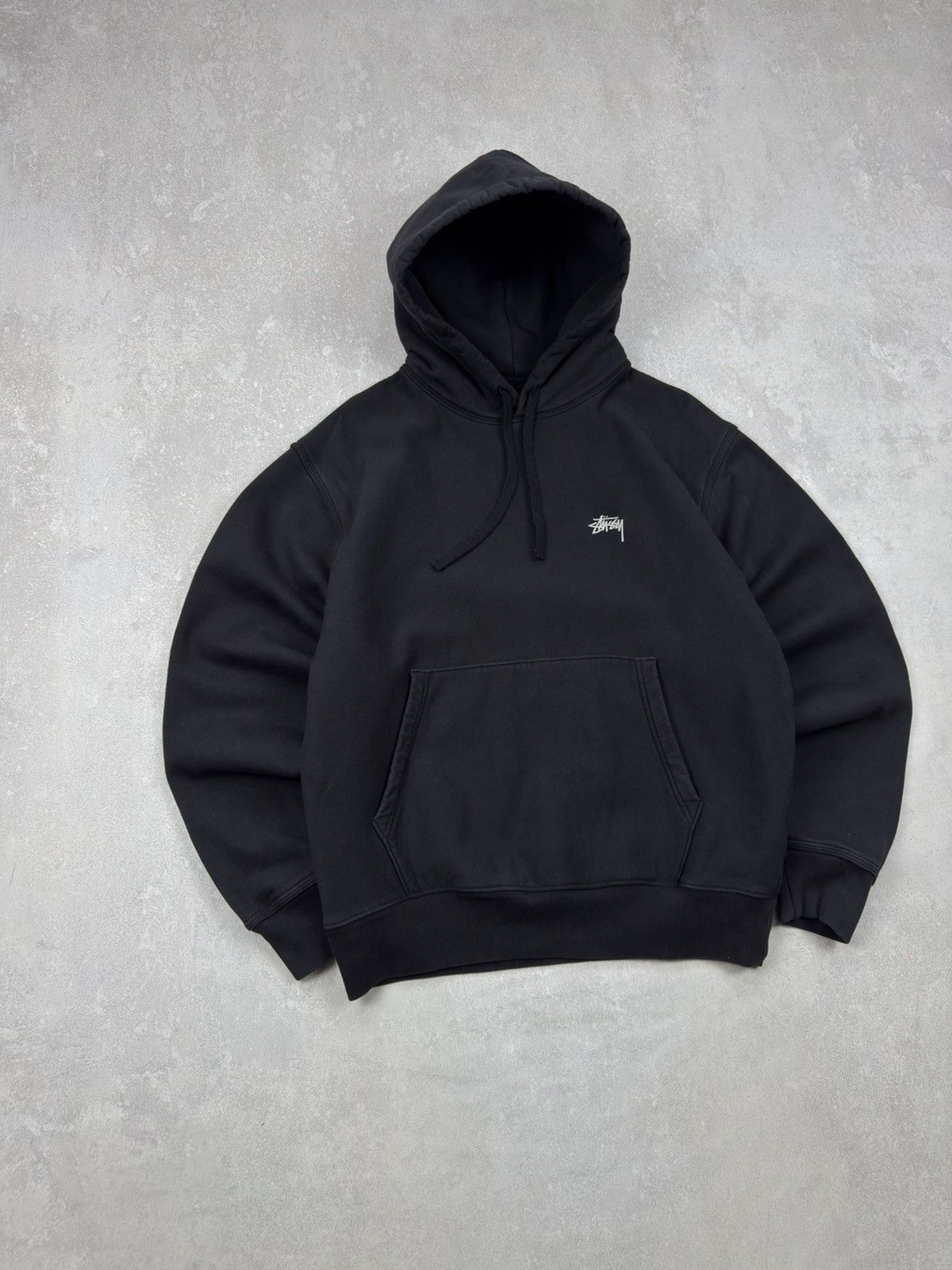 Stussy Stussy Basic Stock Logo Black Washed Hoodie Long Sleeve Size US M / EU 48-50 / 2 - 2 Thumbnail