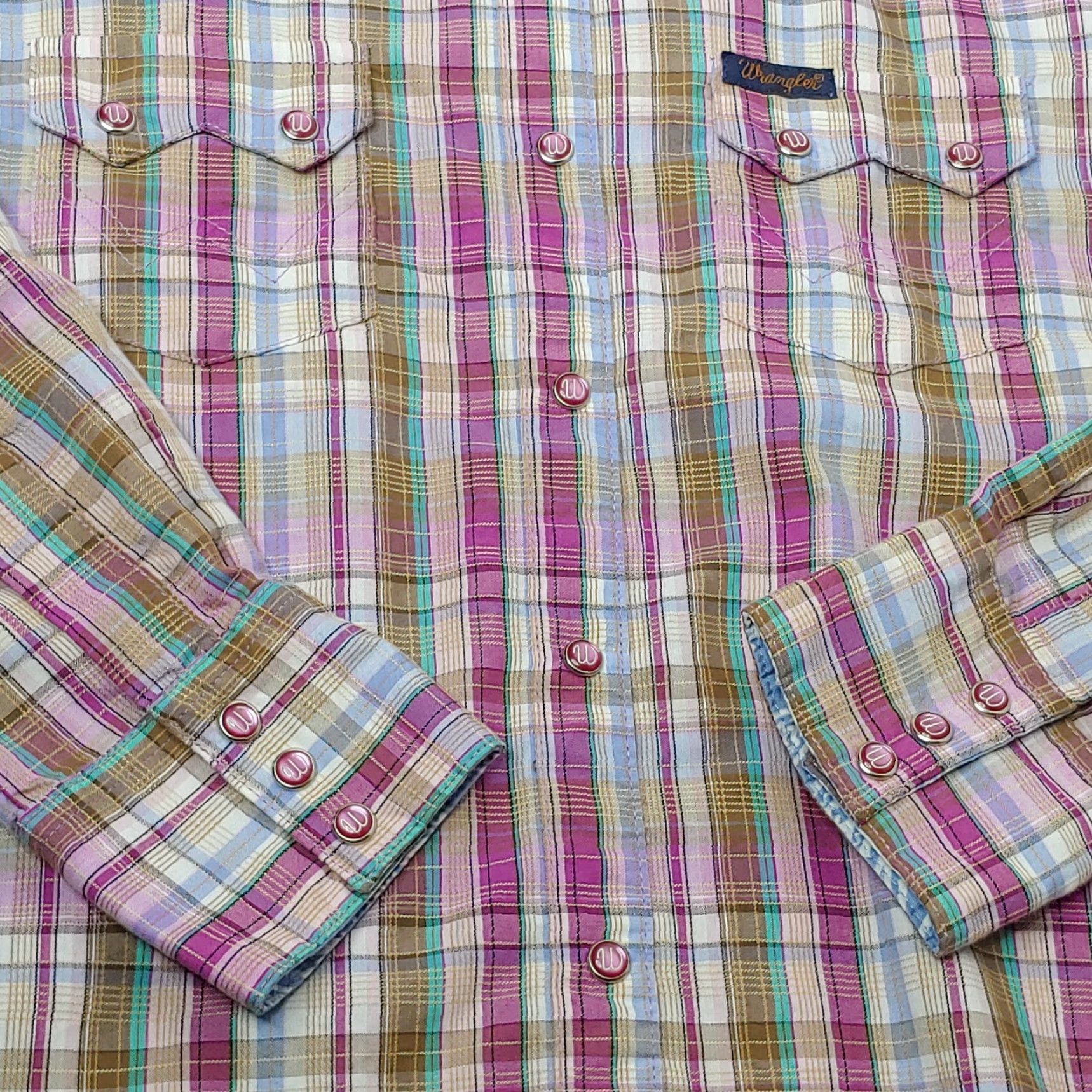 Wrangler Wrangler Shirt Western Pearl Snap Blouse Plaid Purple Long Sleeve Womens L Casual" Size L / US 10 / IT 46 - 3 Thumbnail