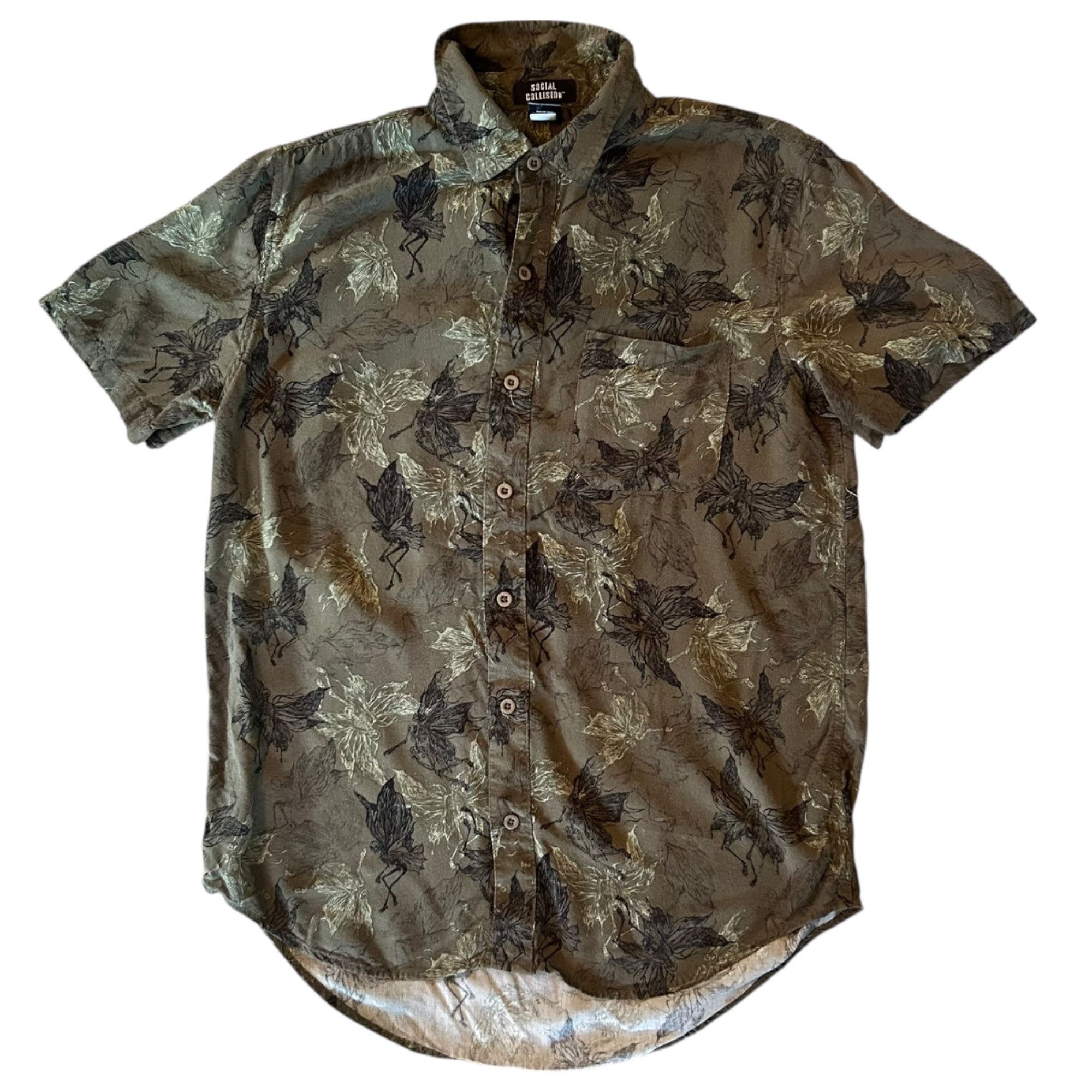 Other Social Collision 100% Rayon Skeleton Print Button Up Shirt S Size S / US 4 / IT 40 - 1 Thumbnail