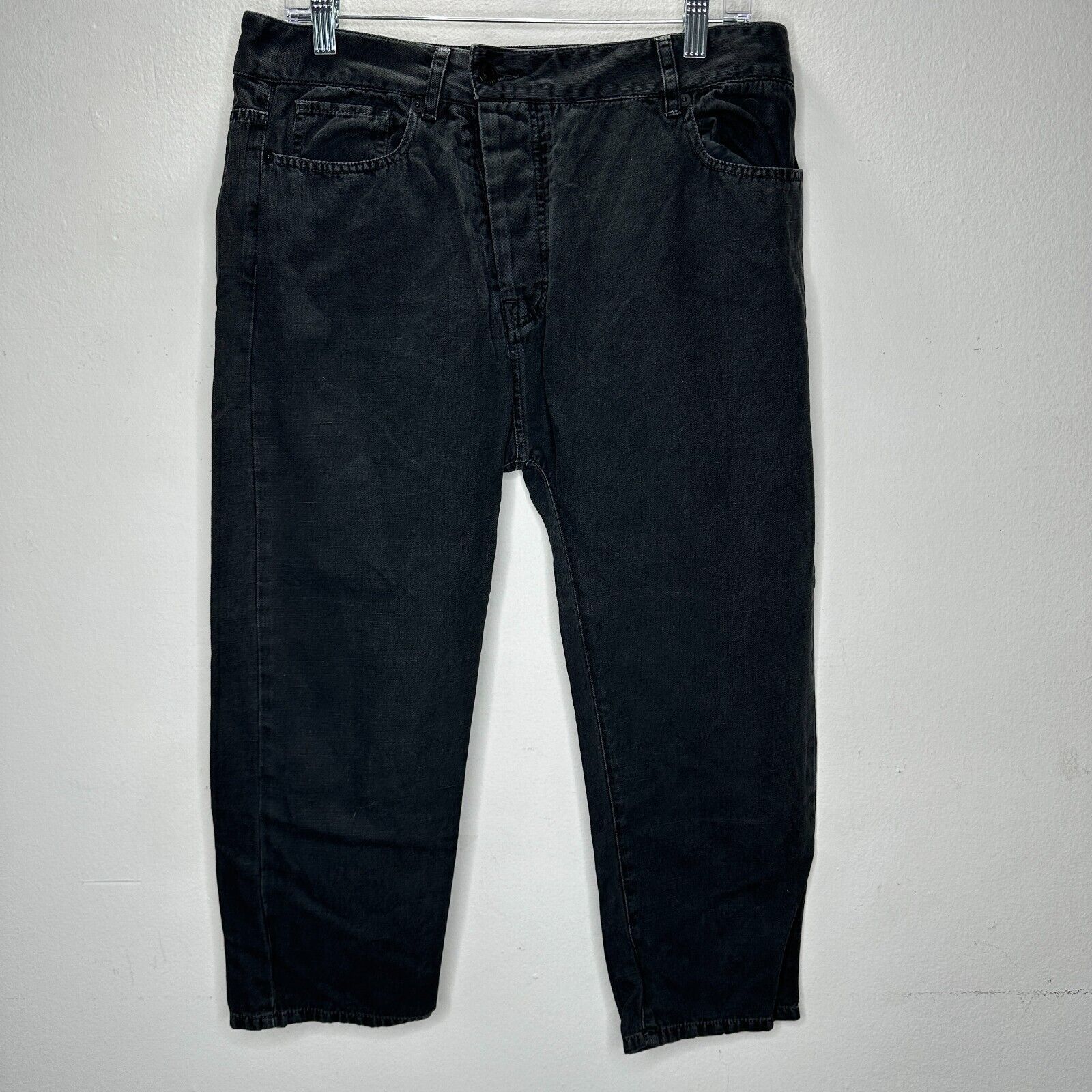 Nili Lotan Nili Lotan Black Drop Crotch Button Front Crop Denim Jeans 6 Size 28" / US 6 / IT 42 - 13 Thumbnail