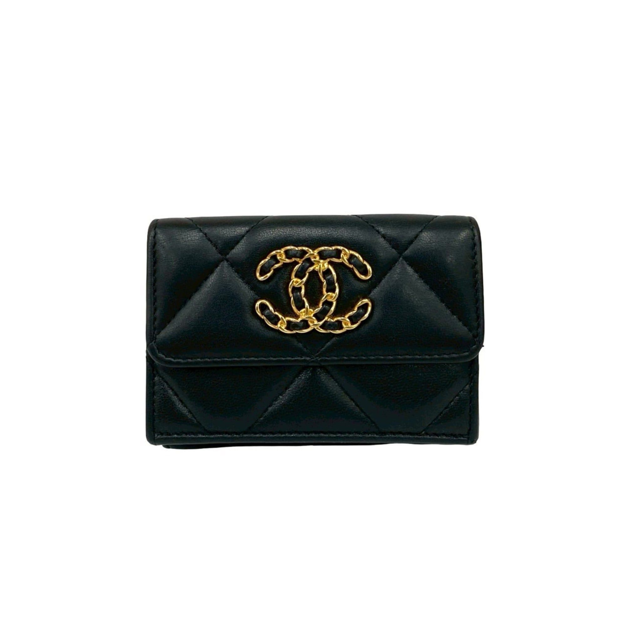 Chanel Chanel 19 Coco Mark Lambskin Tri-fold Wallet Black 88611 Size ONE SIZE - 1 Thumbnail