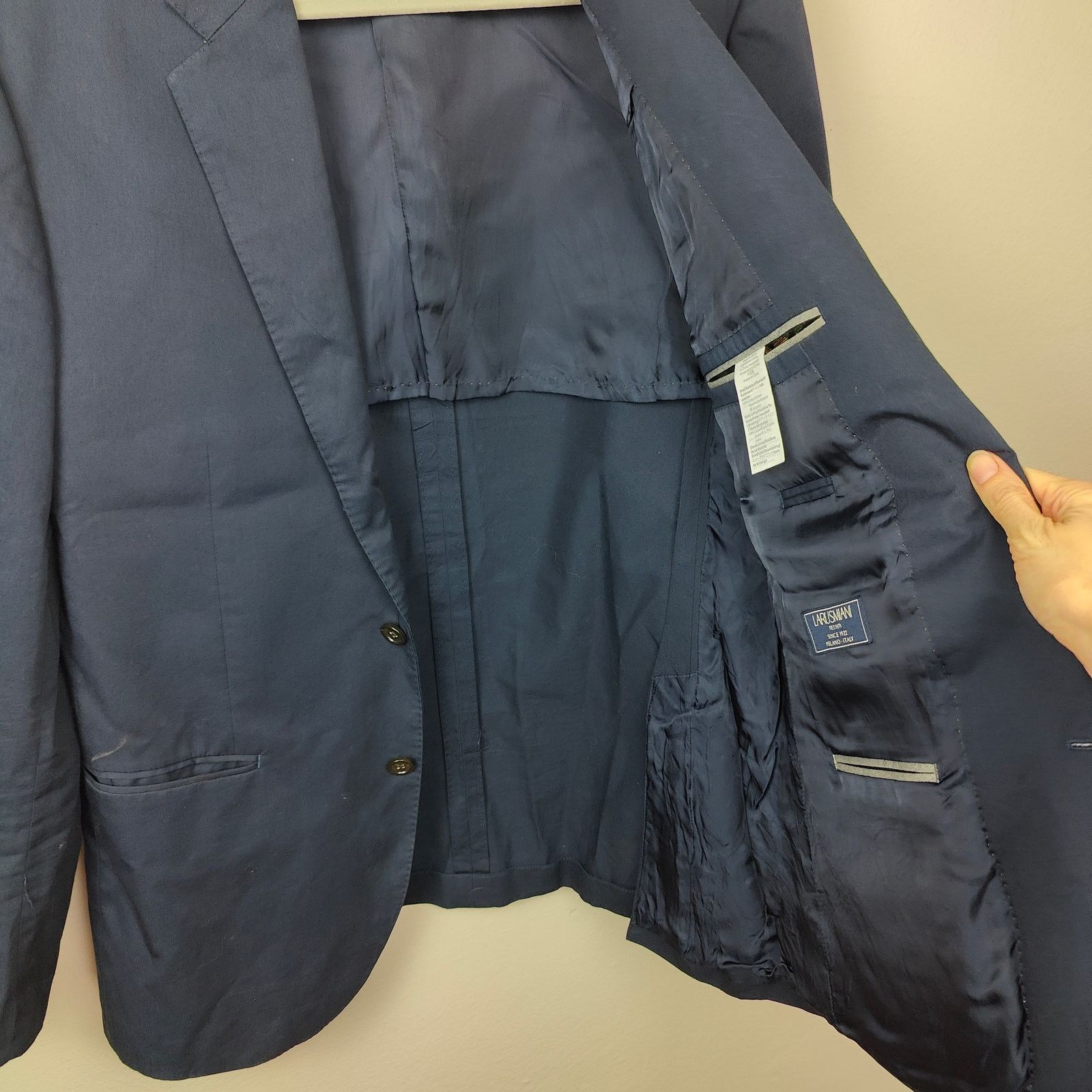 J.Crew J Crew Ludlow Blazer Mens 42R Navy Blue Larusmiani Cotton Size 42R - 7 Thumbnail
