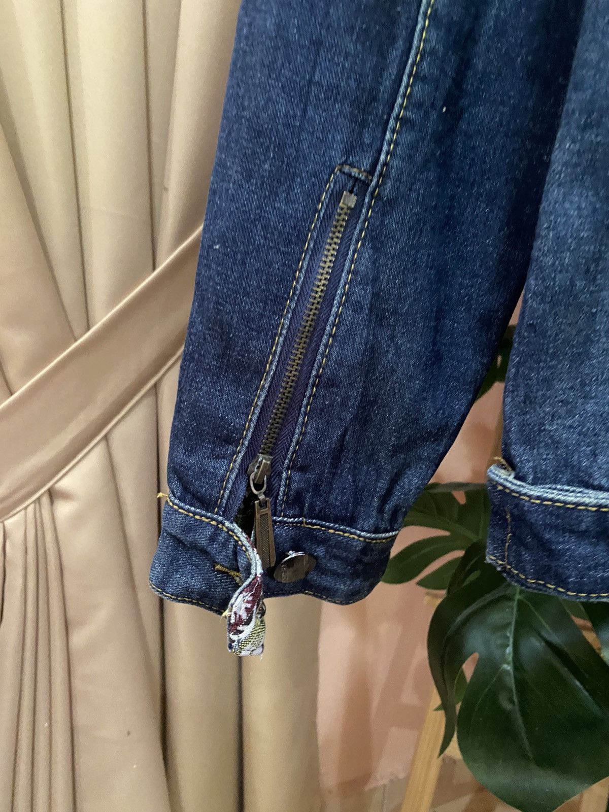 Other Vintage denim biker-style zip jacket with brown leather trim Size US M / EU 48-50 / 2 - 14 Thumbnail