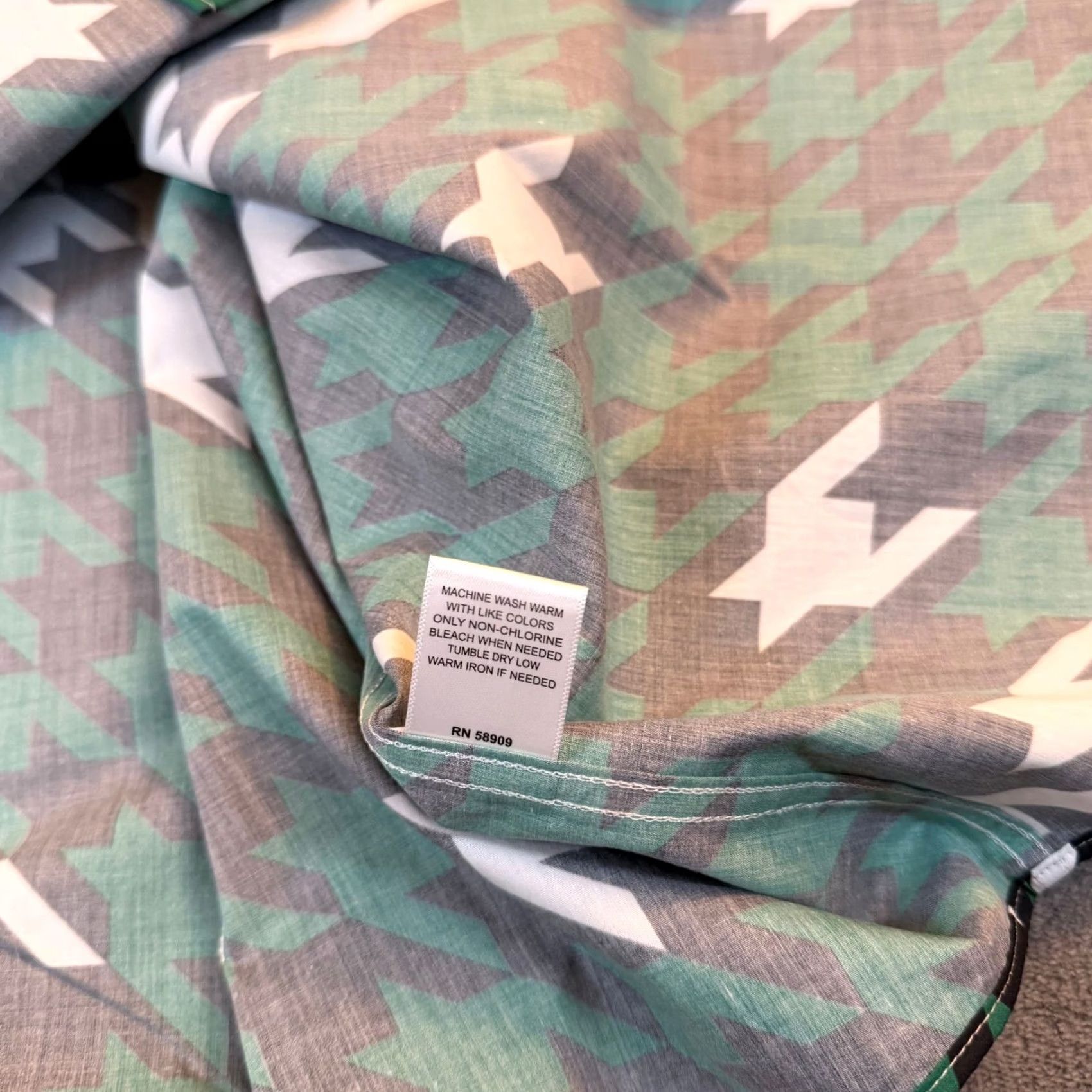 Murano Murano Houndstooth Button Down Shirt Black White Green 100% Cotton Mens 3XT NWT Size US XXL / EU 58 / 5 - 6 Thumbnail