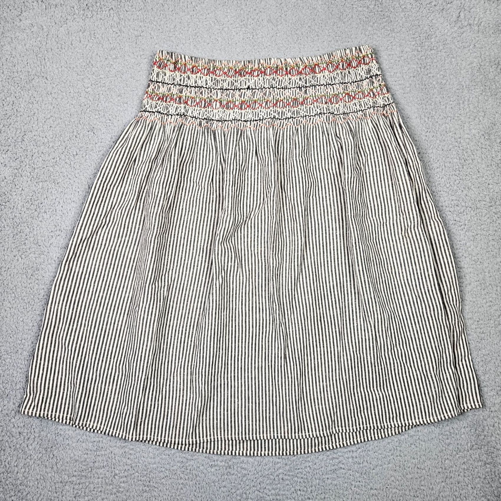 THE GREAT The Great Women’s Gray White Stripes Embroidery waist Skirt Size 1 Shirt? Size 25" / US 0 / IT 36 - 2 Thumbnail