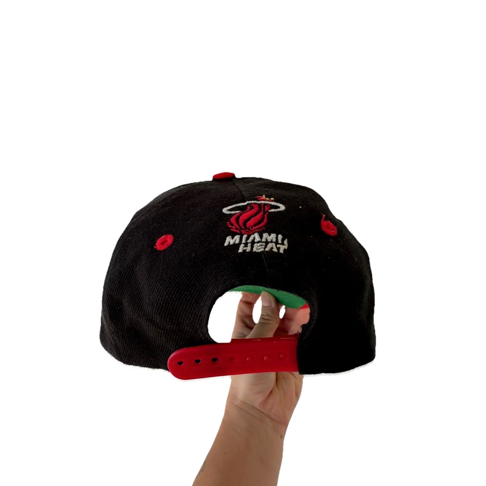 NBA VINTAGE 90s Miami Heat Snapback Hat Red Black Adjustable NBA Cap RARE Two Tone Mens Adjustable Black 90s Cap/Hat Size ONE SIZE - 4 Thumbnail