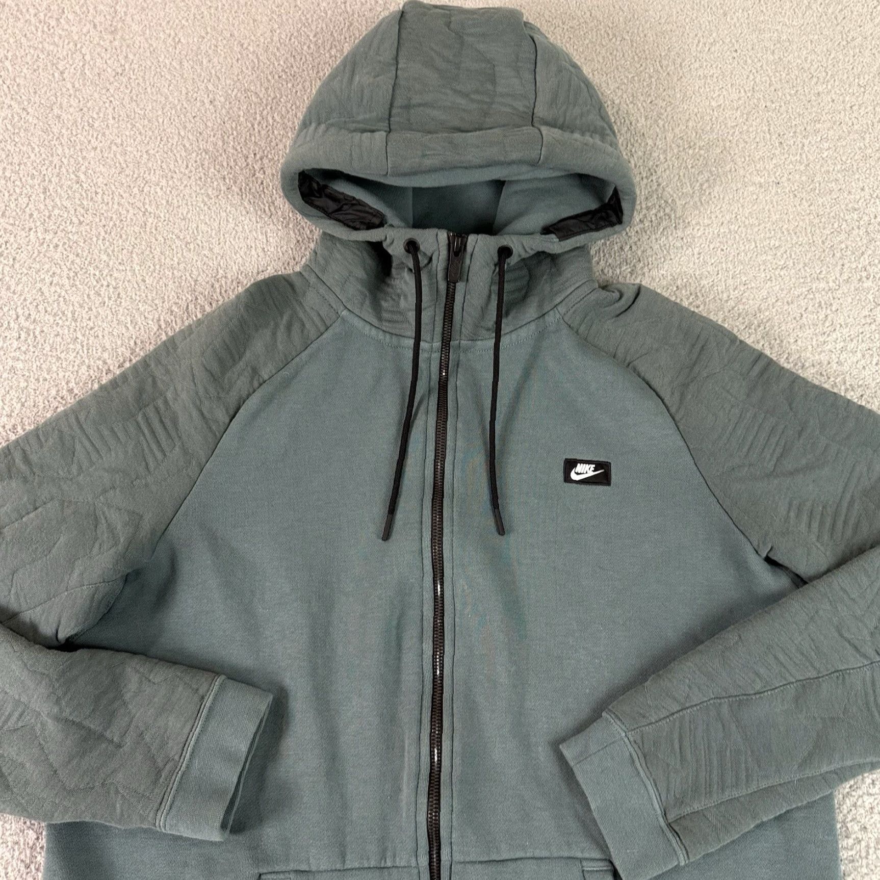 Nike VINTAGE Nike Hoodie Mens L Green Fleece Full Zip Sweatshirt Pockets Logo All Seasons Size US L / EU 52-54 / 3 - 2 Thumbnail