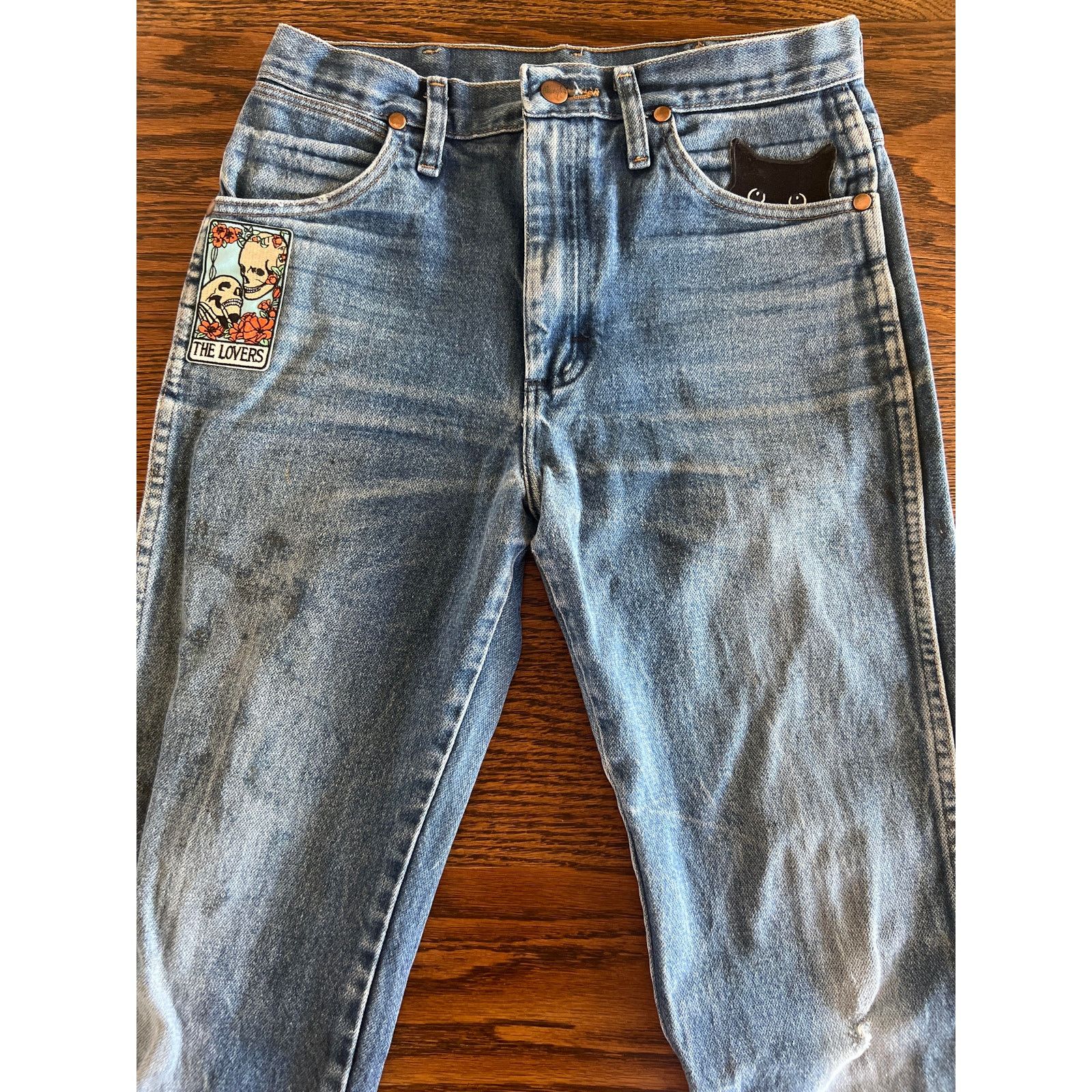 Wrangler VTG Spying Cat Corgi Pride & Tarot Patch Denim Sz 28 Size 28" / US 6 / IT 42 - 11 Thumbnail