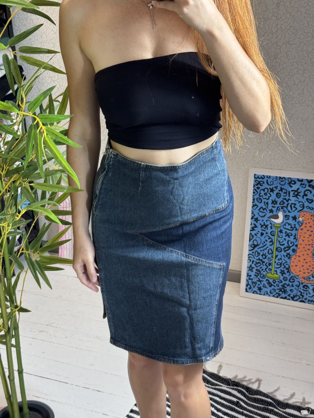 Moschino VINTAGE MOSCHINO 2000s STAR MIDI DENIM SKIRT Size 28" / US 6 / IT 42 - 11 Thumbnail