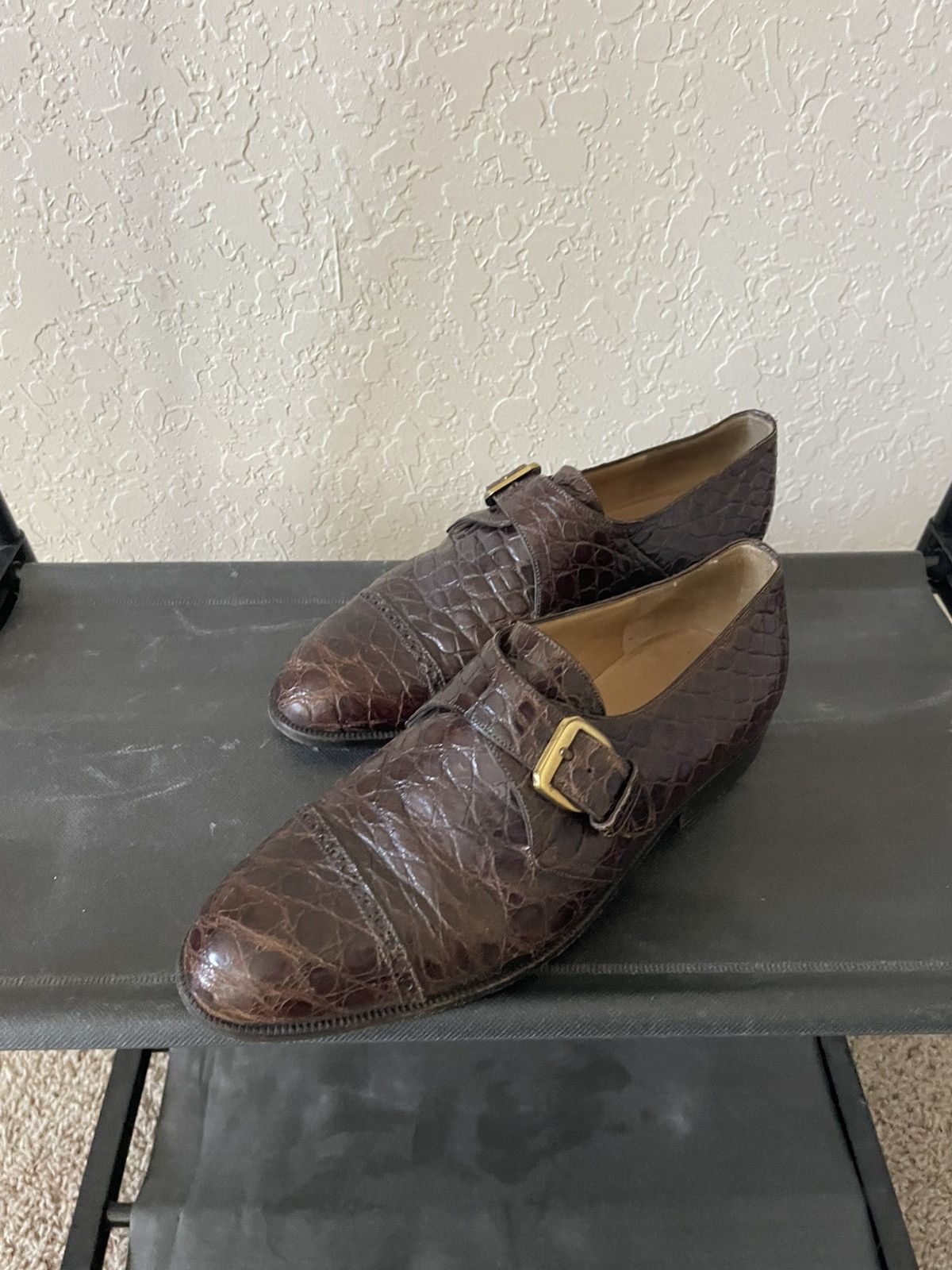 Fratelli Rossetti Crocodile Monk strap cap toe dress shoes Size US 8 / EU 41 - 7 Thumbnail
