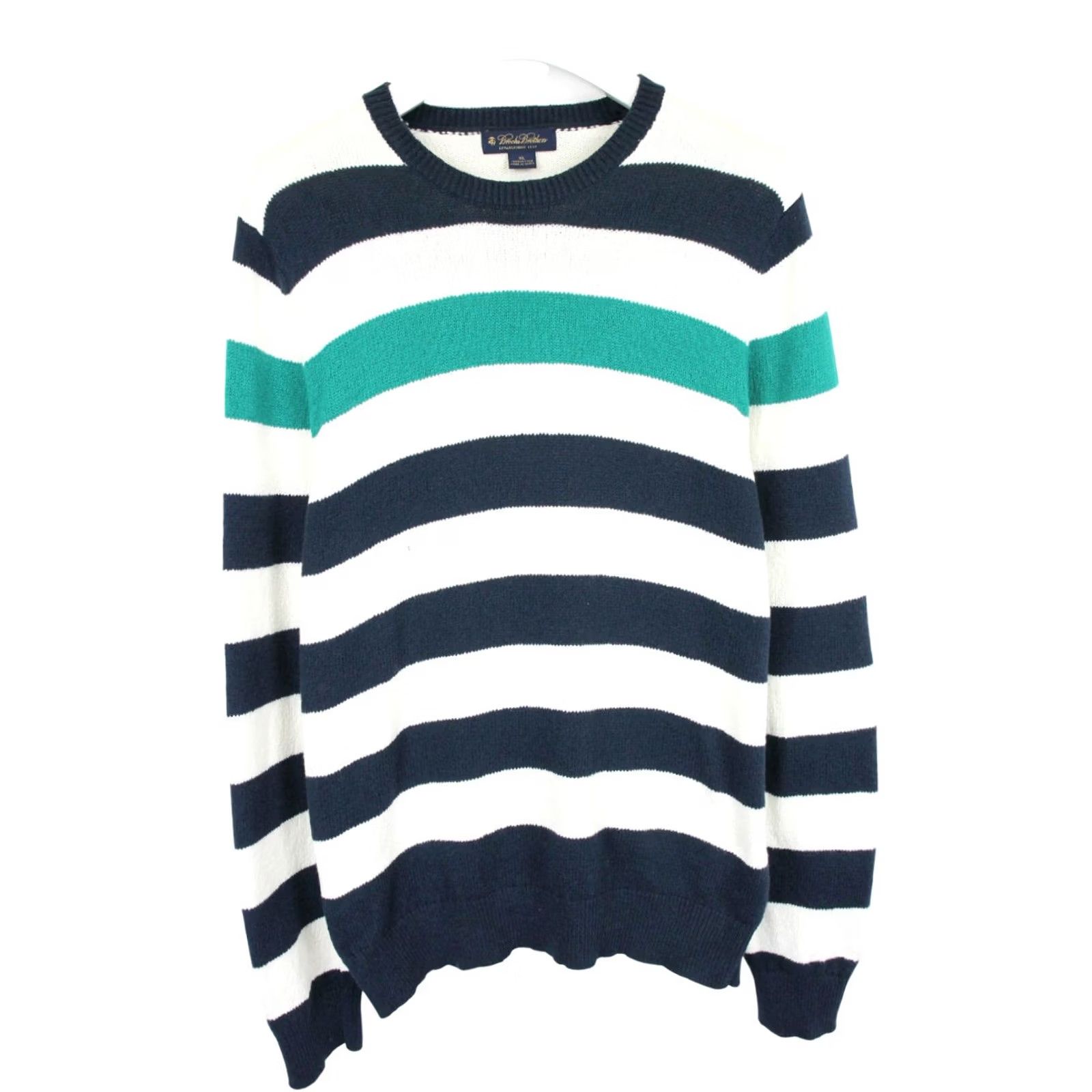 Brooks Brothers BROOKS BROTHERS Men's LARGE Pullover Crew Collar Striped Knitted Jumper Size US L / EU 52-54 / 3 - 2 Thumbnail