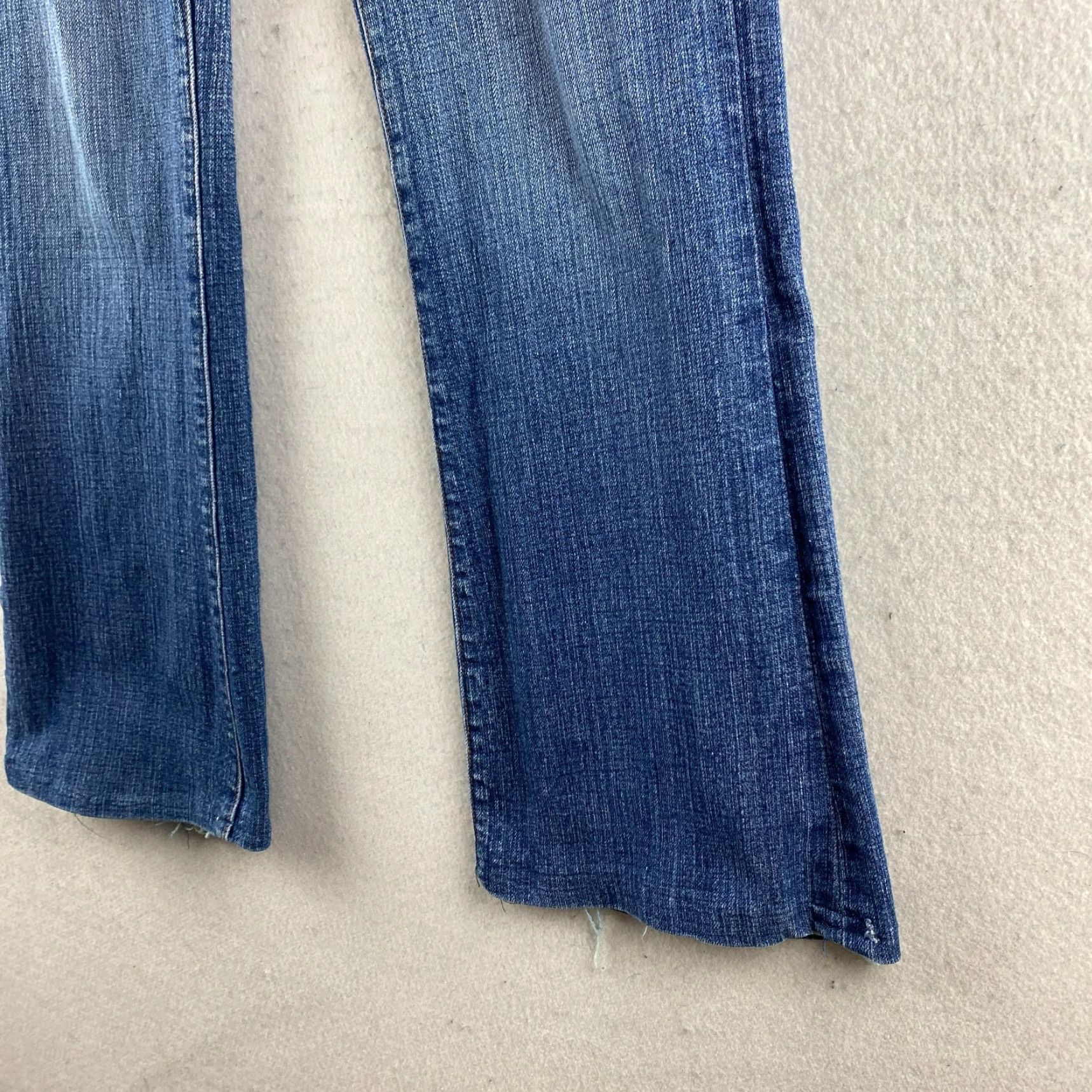 Vintage Seven7 Jeans Womens Flared Jeans 27 Blue Low-Rise Distressed Embroidered Denim Pants Size 27" / US 4 / IT 40 - 6 Thumbnail