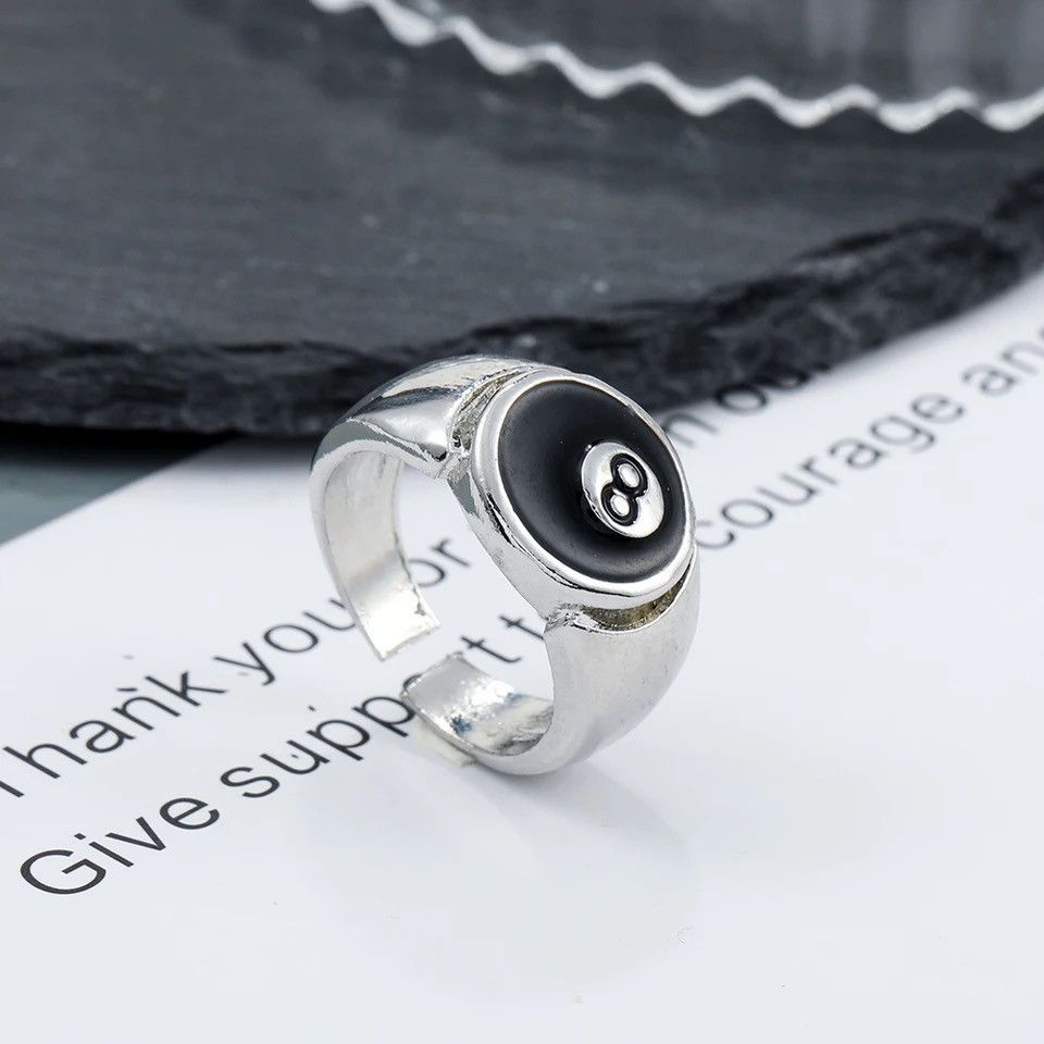Vintage Billiard Number Black 8 Ring Size ONE SIZE - 2 Thumbnail