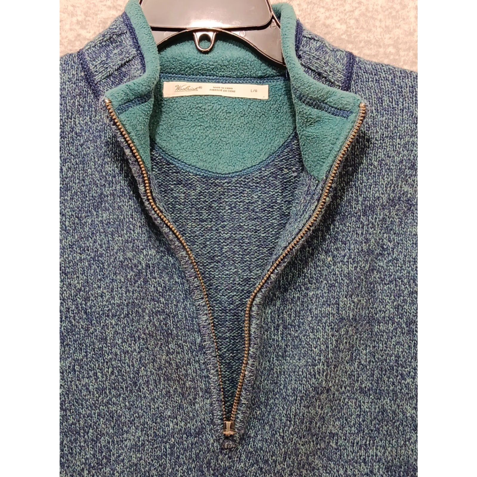 Vintage VTG Woolrich Women's Pullover Sweater Size L Blue 1/4 Zip Mock Neck Scalloped Hem Logo Long Sleeve Casual Workwear Travel Knitted Woolrich, Woolrich Size L / US 10 / IT 46 - 5 Thumbnail