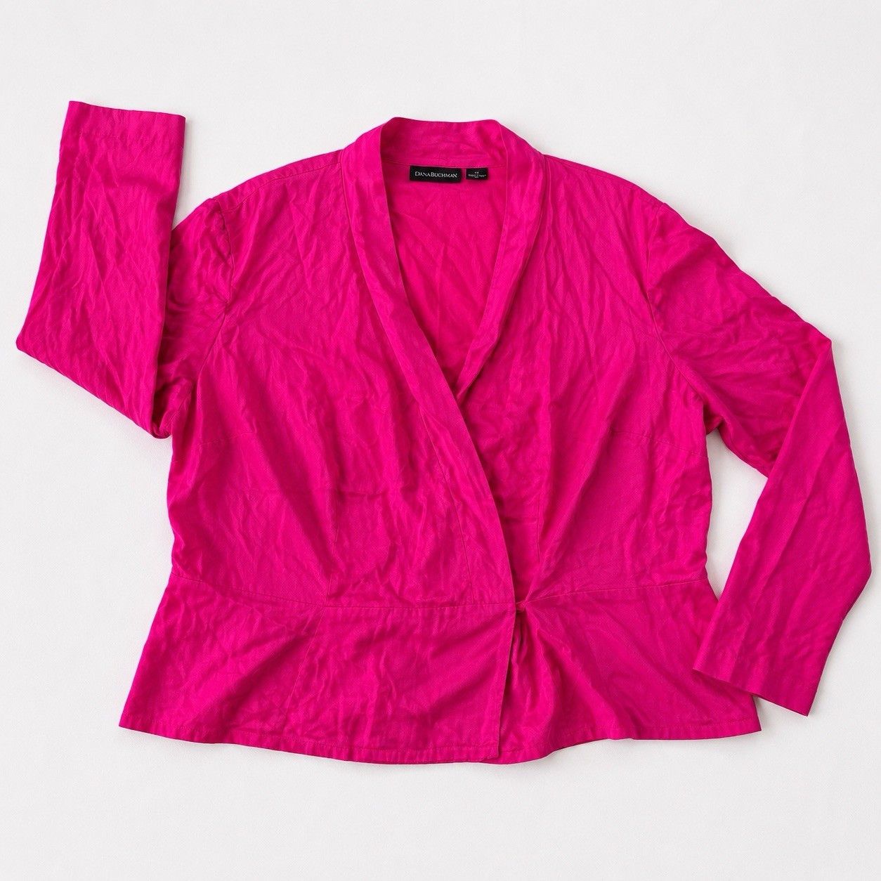Other Dana Buchman 100% Silk Wrap Blouse Womens 22 Pink Fuchsia Size 3XL / US 20-22 - 9 Thumbnail