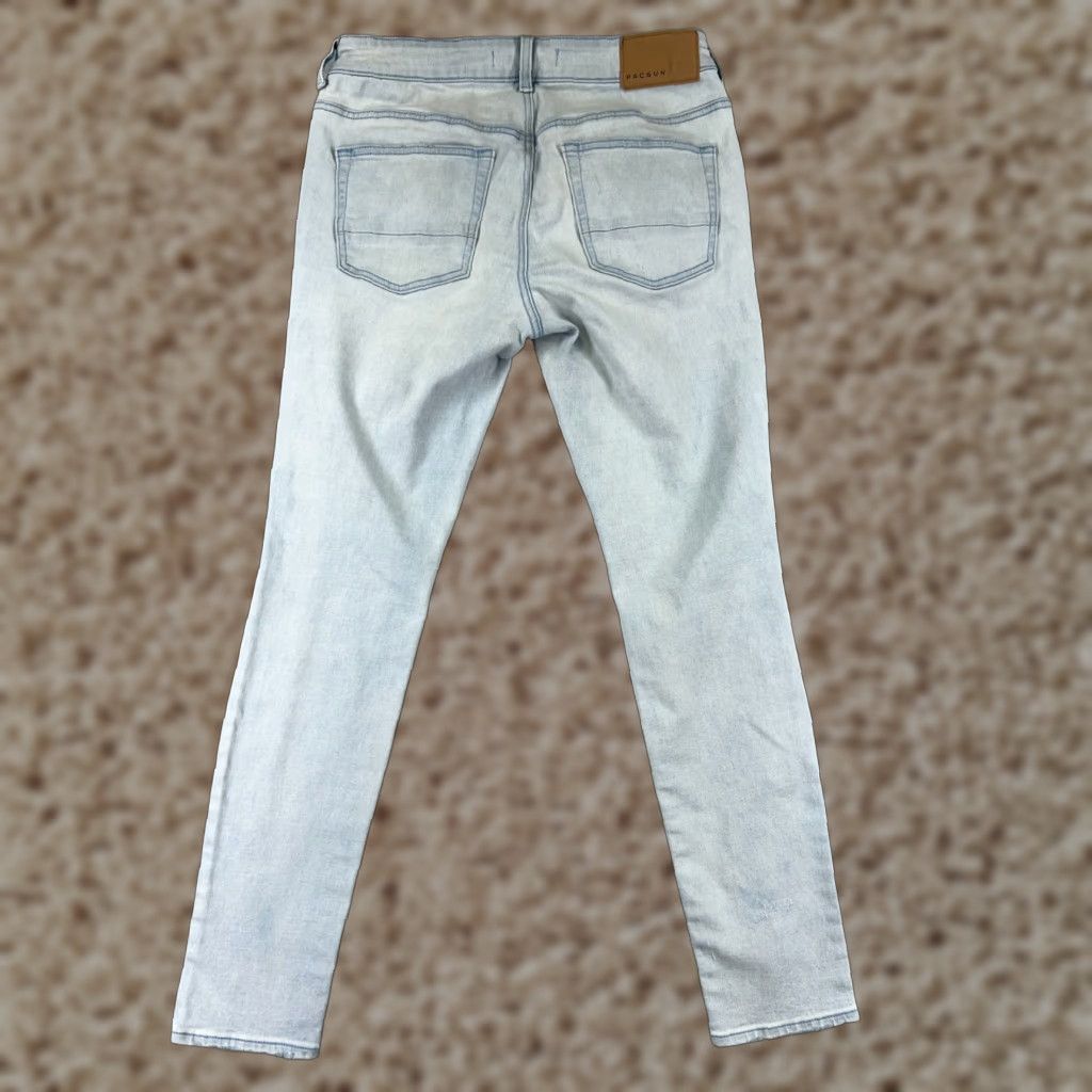 Pacsun Pacsun Jeans Womens 29 Blue Denim Distressed Skinny Stacked 30L Mid Rise 5-Pocket Classic Comfort Beachwear? Size 29" - 1 Thumbnail