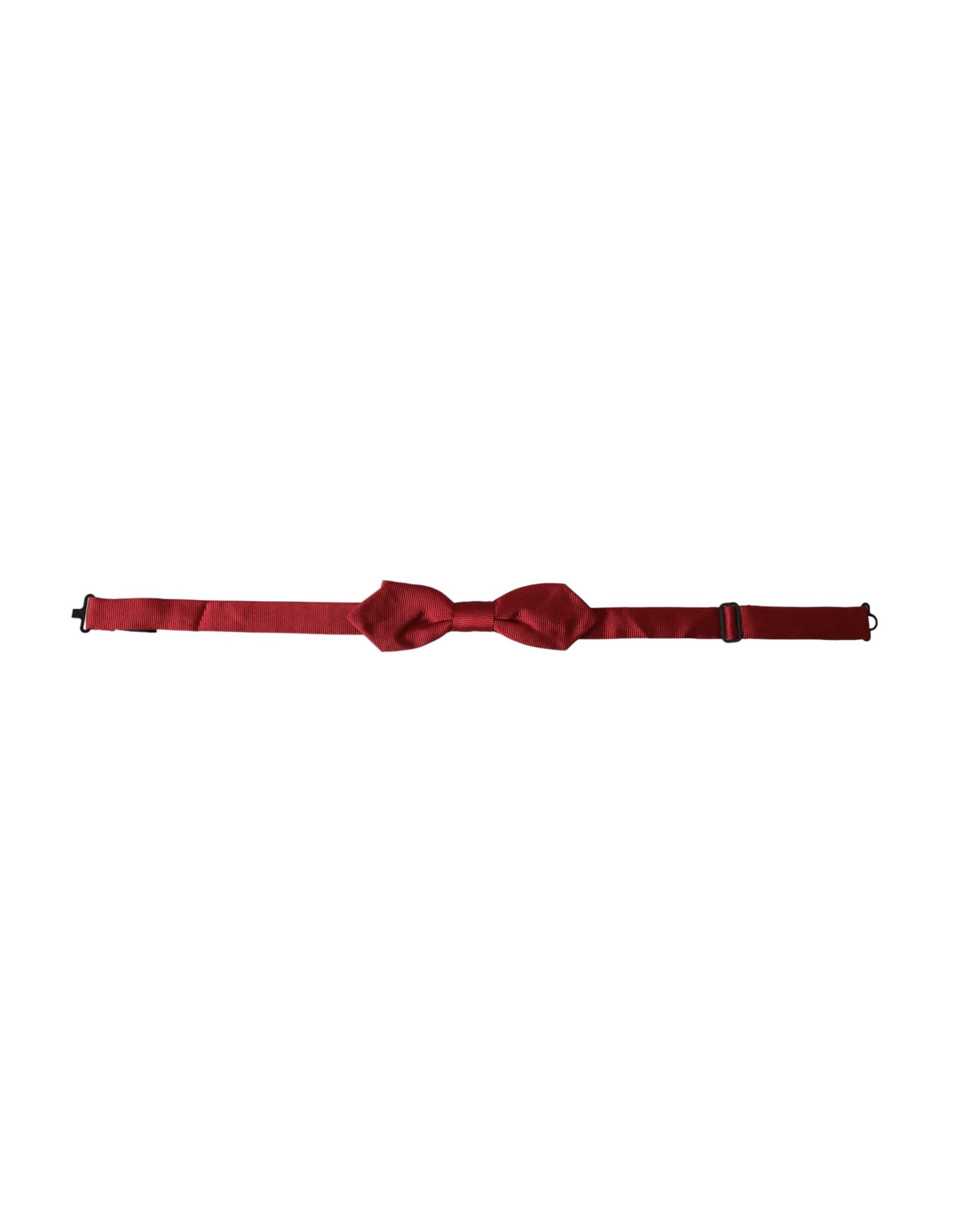 Dolce & Gabbana Red Silk Jacquard Adjustable Neck Men Bow Men's Tie Size ONE SIZE - 1 Thumbnail