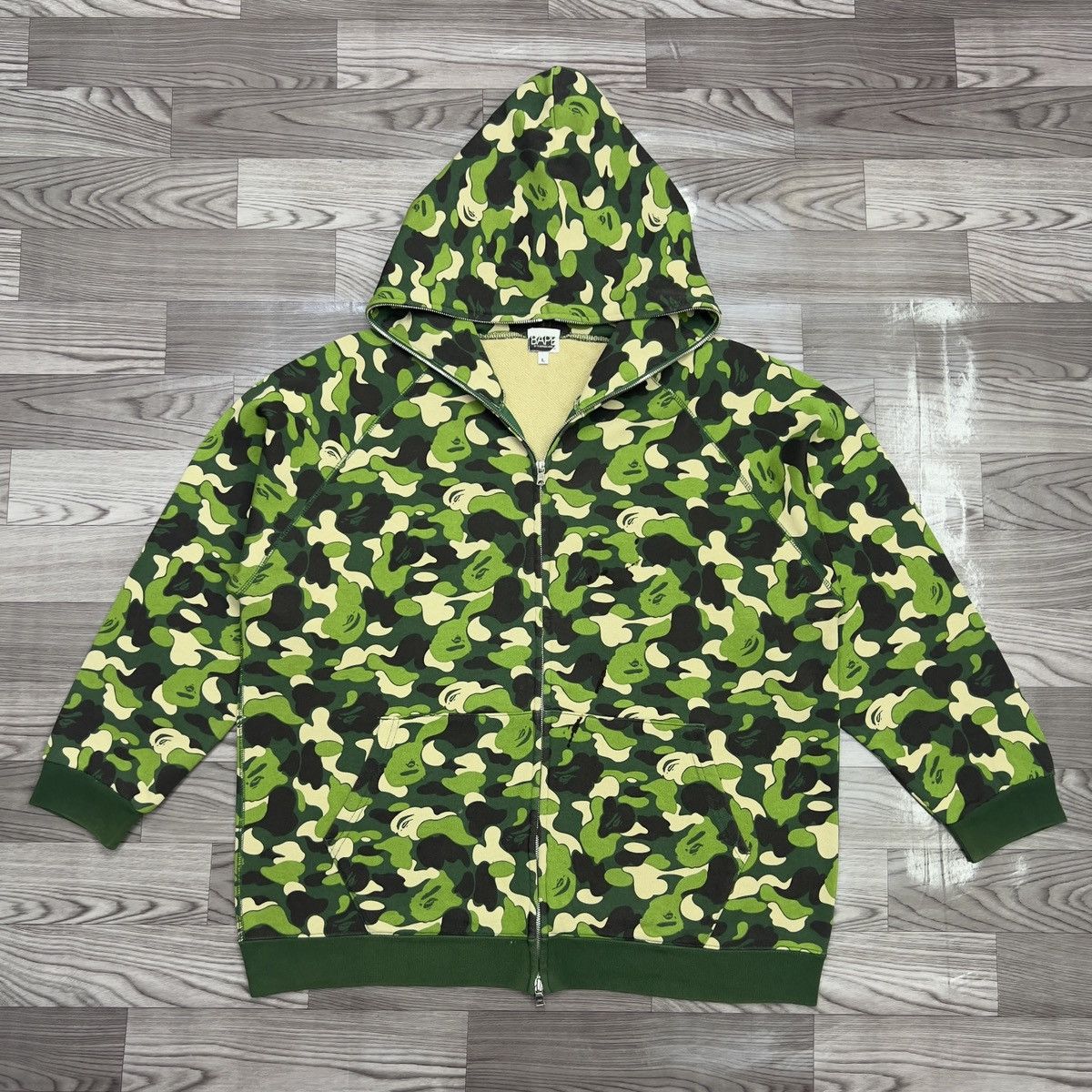 Bape Bape Camo Green Full Zip Up Hoodie Size US L / EU 52-54 / 3 - 1 Thumbnail