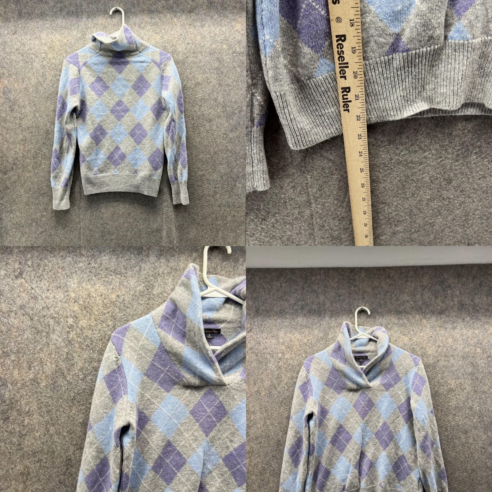 Brooks Brothers VINTAGE Brooks Brothers Sweater Woman Medium Argyle Gray Pullover Fleece High Neck Size M / US 6-8 / IT 42-44 - 8 Thumbnail