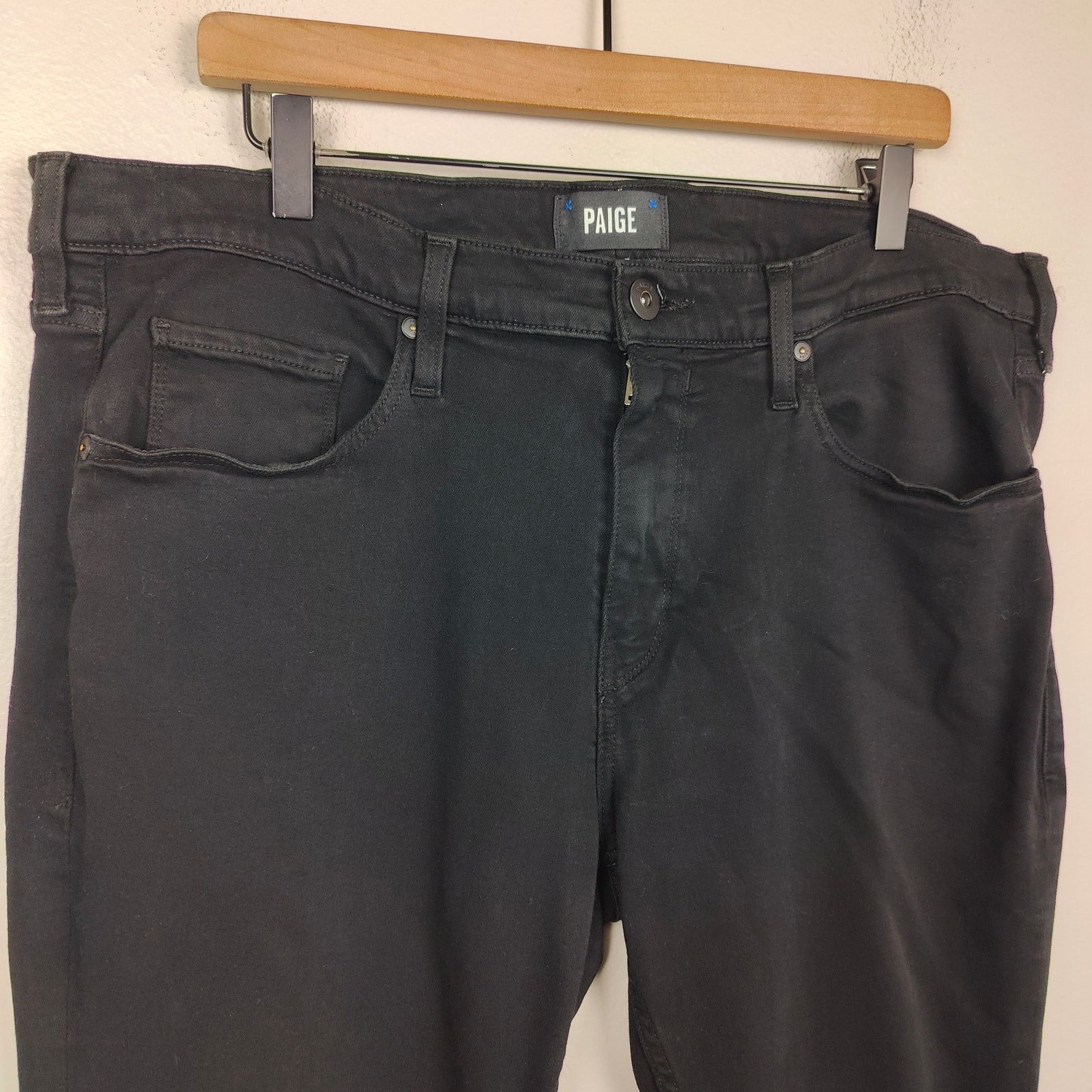 Paige Paige Lennox Jeans Men 38 Black Slim Straight Fit Moto Biker Size US 38 / EU 54 - 2 Thumbnail