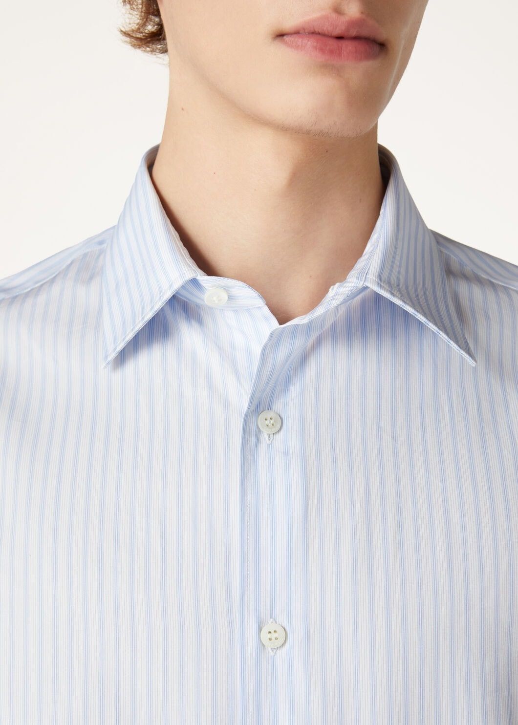 Loro Piana o1w1db10725 FAO7559 Filippo Cotton Shirt in Light Blue Size US S / EU 44-46 / 1 - 3 Thumbnail