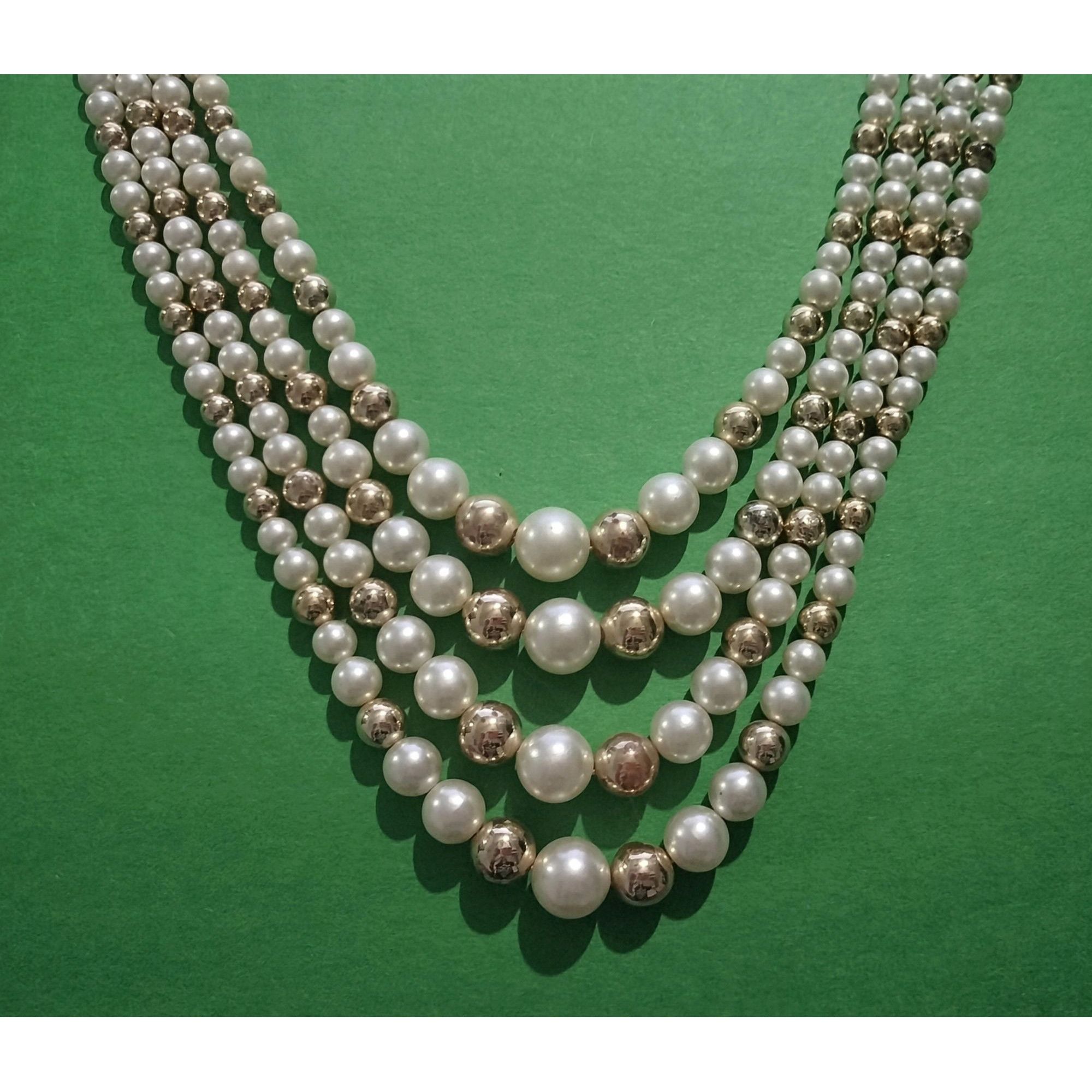 Vintage Vintage Multi Strand Faux Pearl Necklace White Gold Tone Dec Size ONE SIZE - 9 Thumbnail