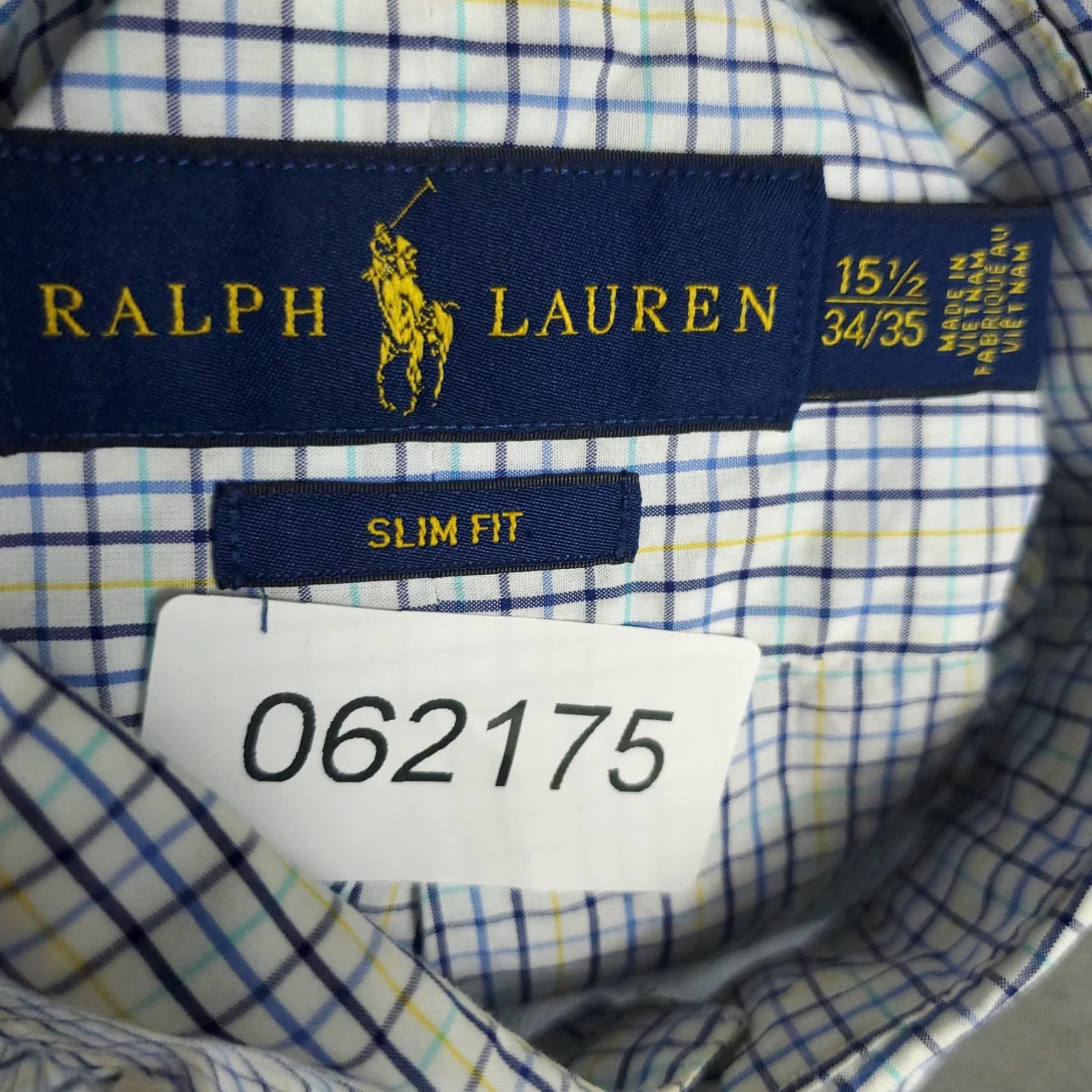 Ralph Lauren Ralph Lauren Men's Shirt Slim Fit Blue Yellow Plaid Long Sleeve Button-Up Cotton Size 40R - 8 Thumbnail