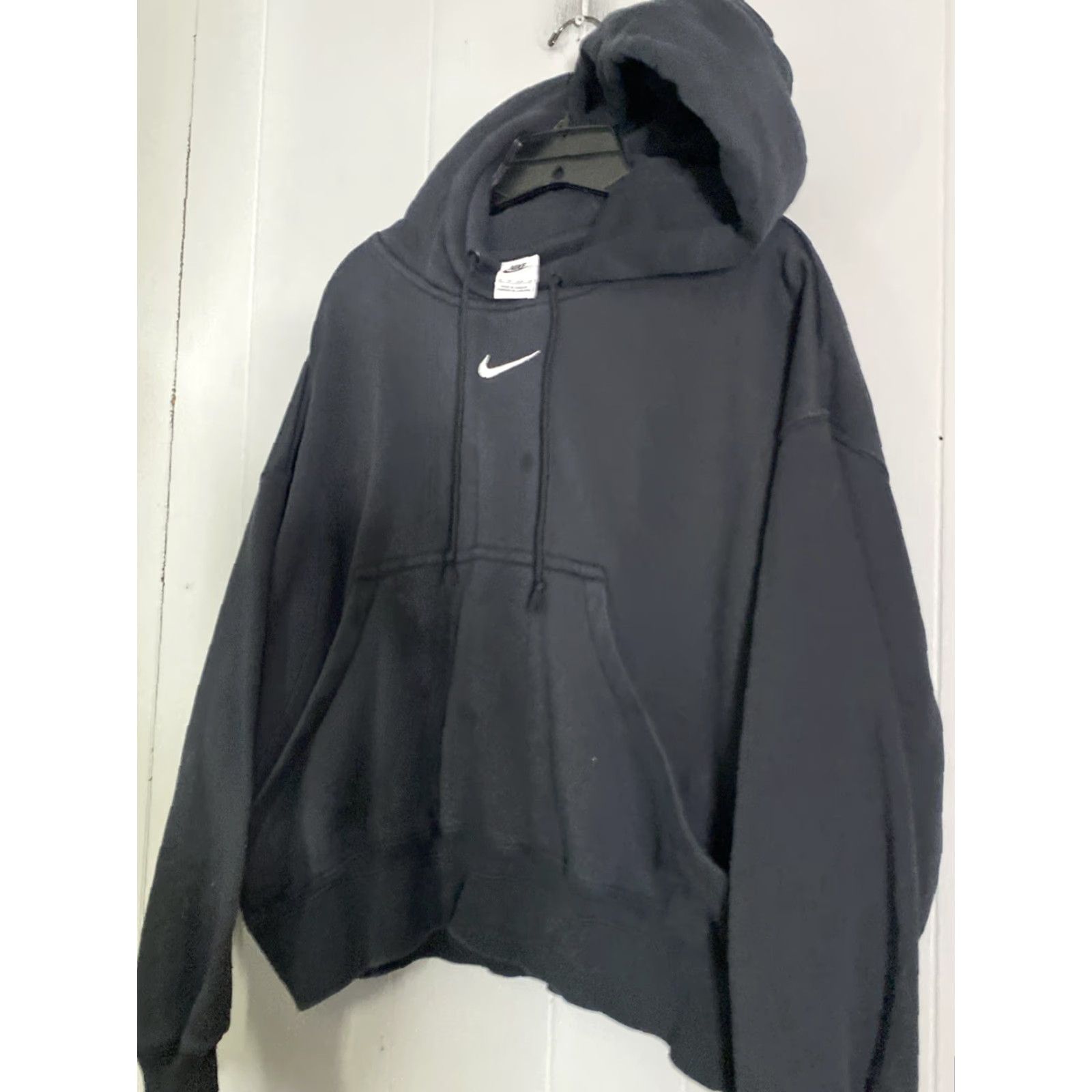Nike VINTAGE Nike Hoodie Womens Faded Black Oversized Center Swoosh Pullover XL Tall Womens Size XL / US 12-14 / IT 48-50 - 7 Thumbnail