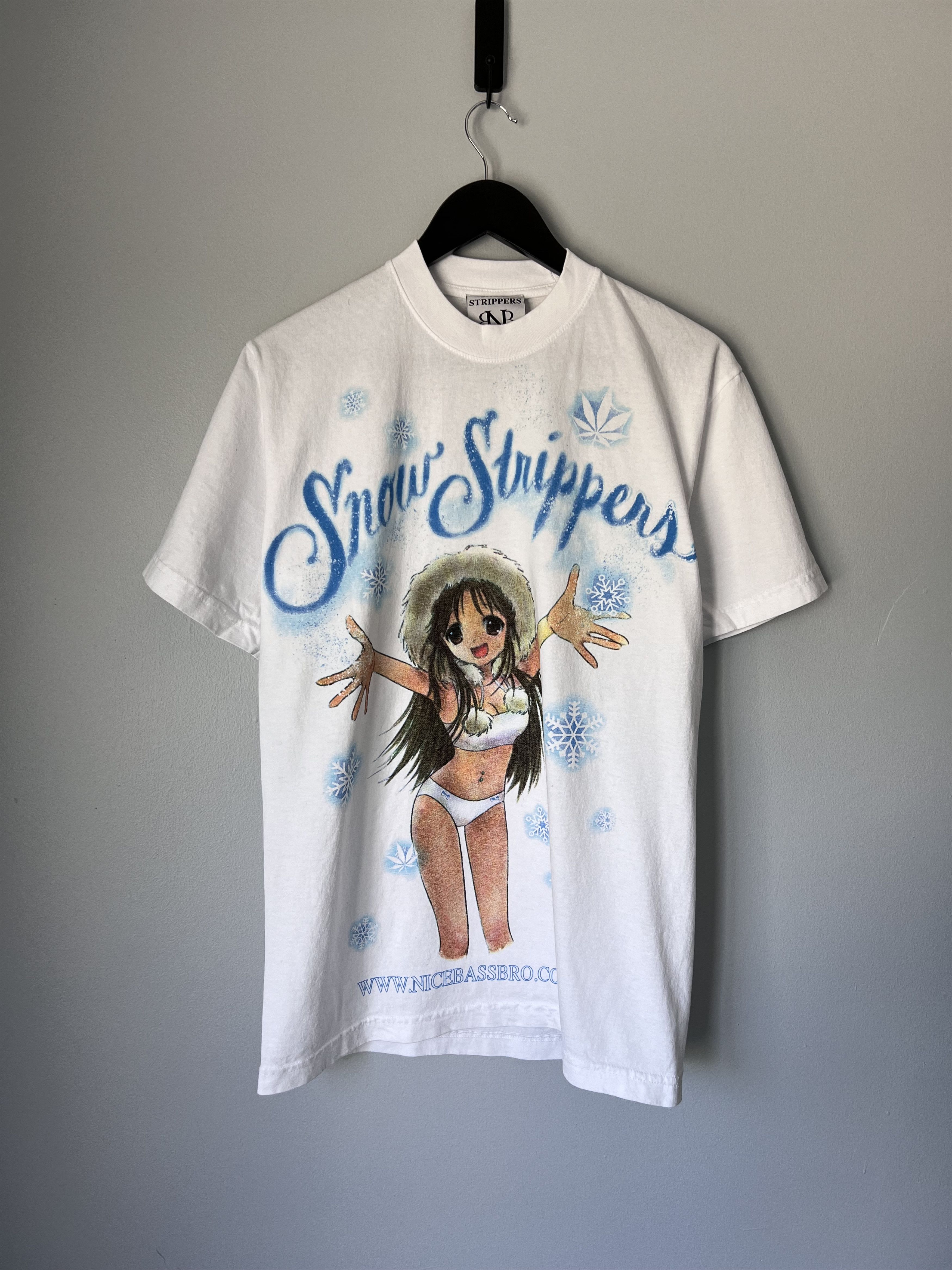 image of Online Ceramics Snow Strippers Anime Girl Tour Tee In White, Men's (Size Small)