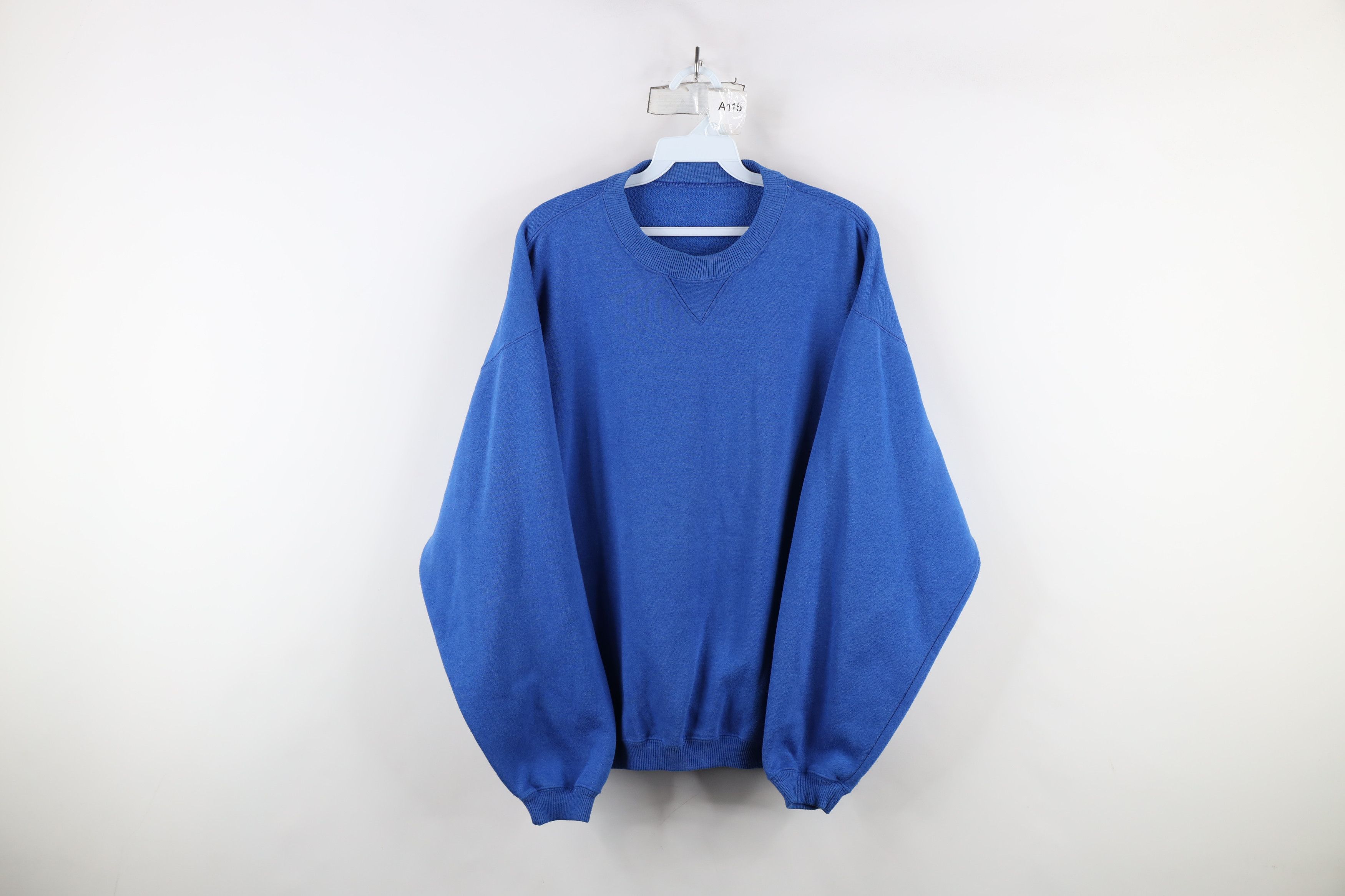 Vintage Vintage 90s Streetwear Blank Crewneck Sweatshirt Blue USA Size US M / EU 48-50 / 2 - 1 Thumbnail