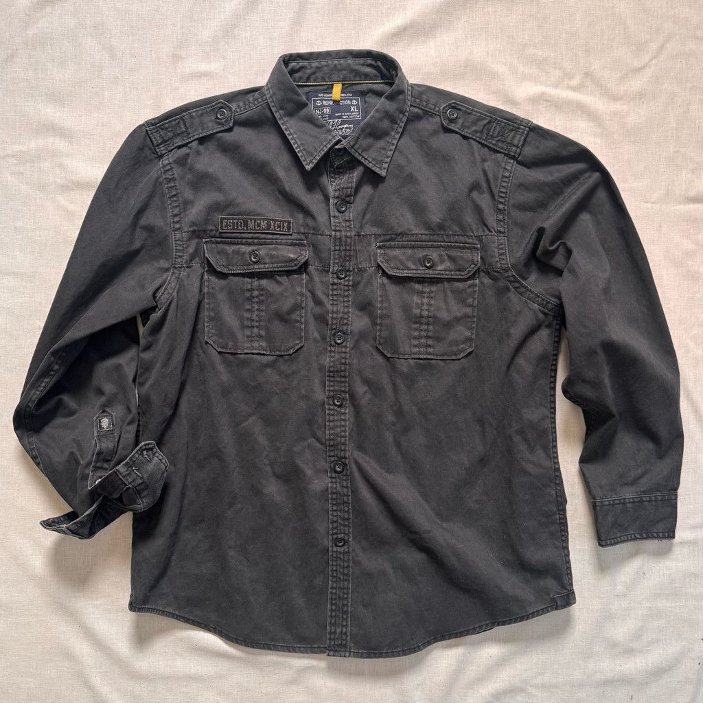 Nautica Nautica Jeans Co. Washed Black Military Button Down Shirt XL Size US XL / EU 56 / 4 - 1 Thumbnail