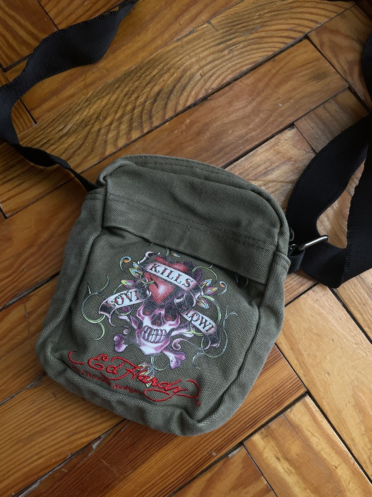 Ed Hardy Ed Hardy messenger / Ed Hardy military green messenger Size ONE SIZE - 2 Thumbnail