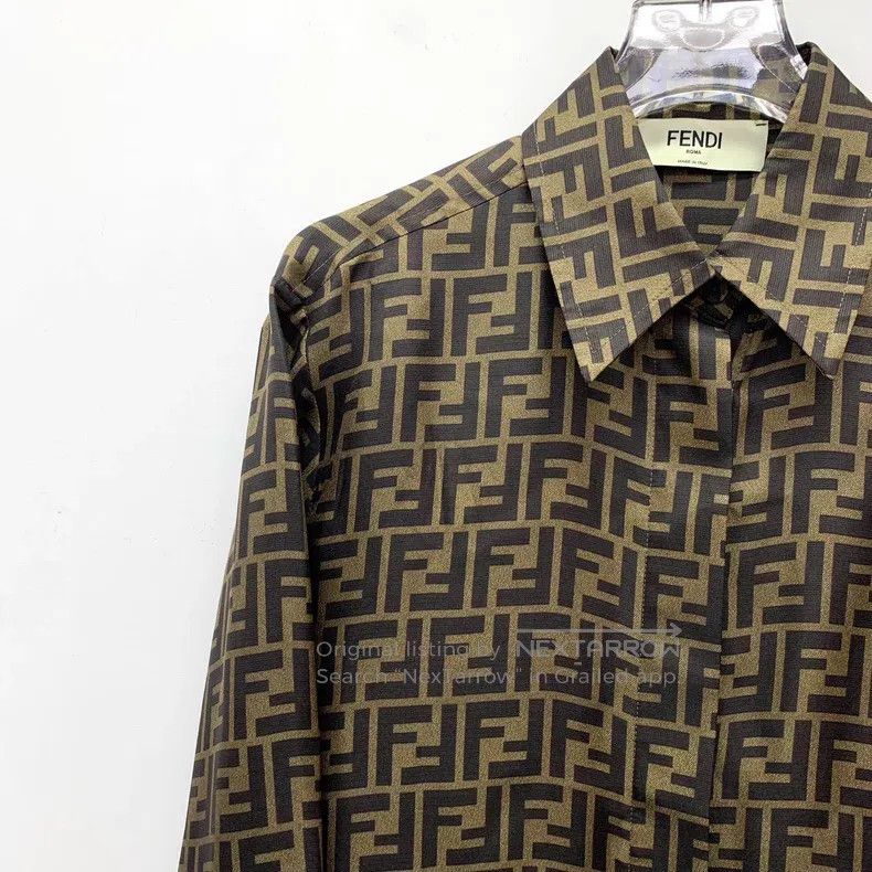 Fendi Fendi Dark brown logo aged flower full-print silk lapel lo Size XXS / US 00 / IT 34 - 3 Thumbnail