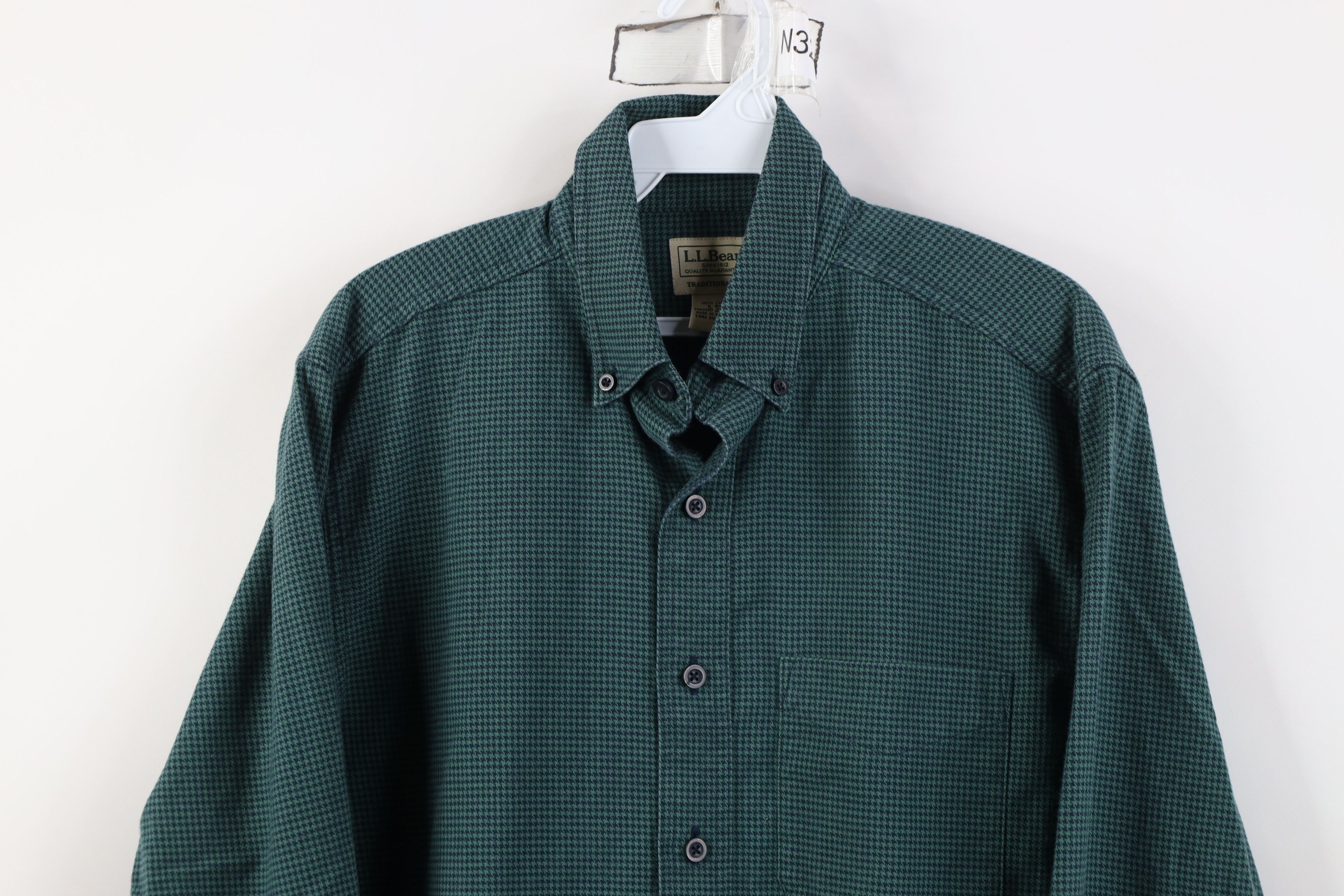 L.L. Bean Vintage 90s LL Bean Houndstooth Collared Button Down Shirt Size US S / EU 44-46 / 1 - 2 Thumbnail