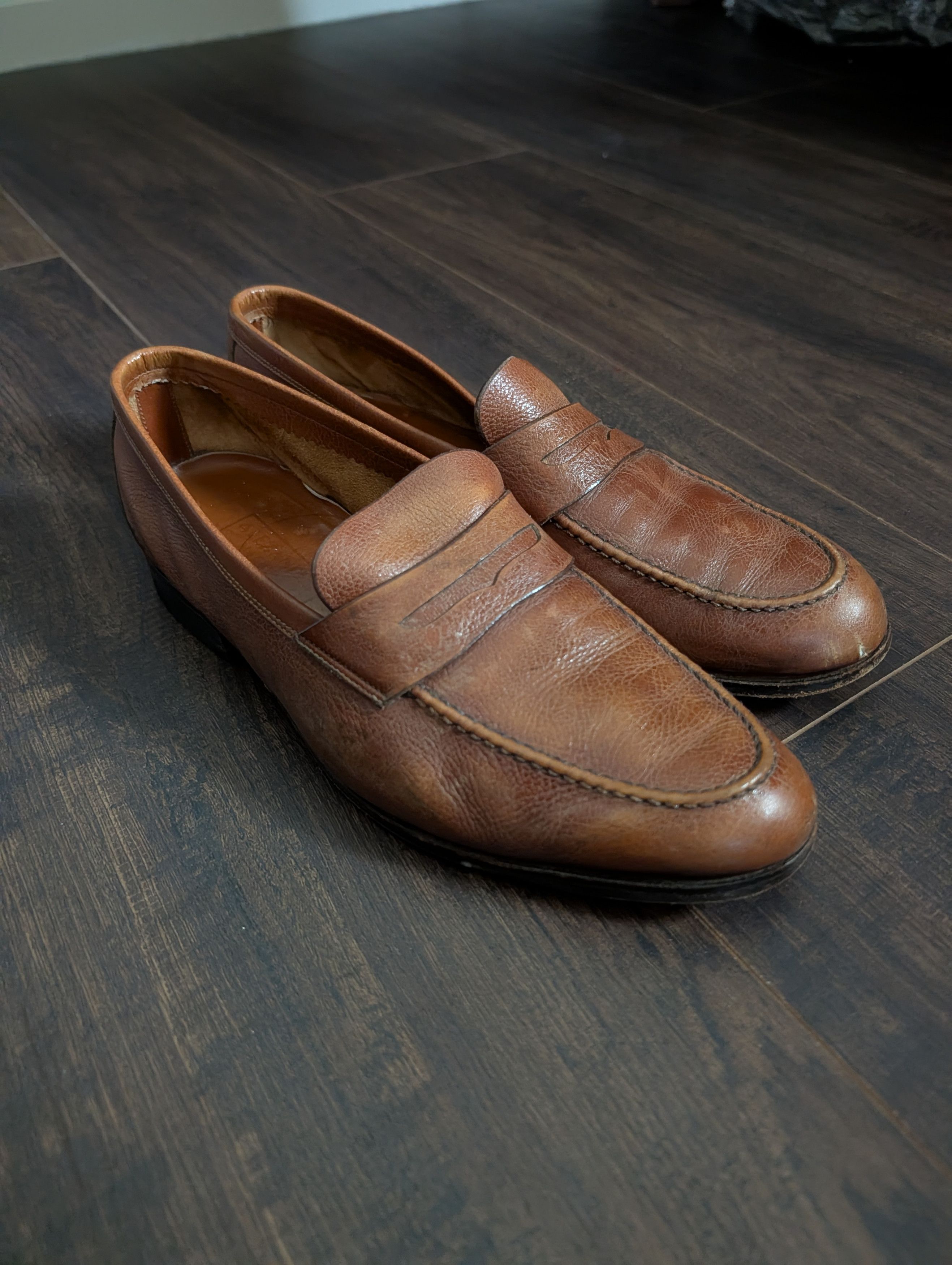 Vintage ALEXANDER MAGNUM G vtg brown pebbles penny loafers Size US 10 / EU 43 - 3 Thumbnail