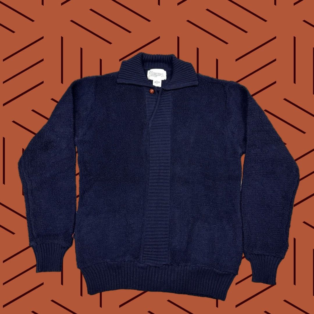 Vintage VINTAGE Allexus Nautical Pullover Sweater L Blue Terry Loop Collar Button Pocket 80s Mens Size US L / EU 52-54 / 3 - 1 Thumbnail