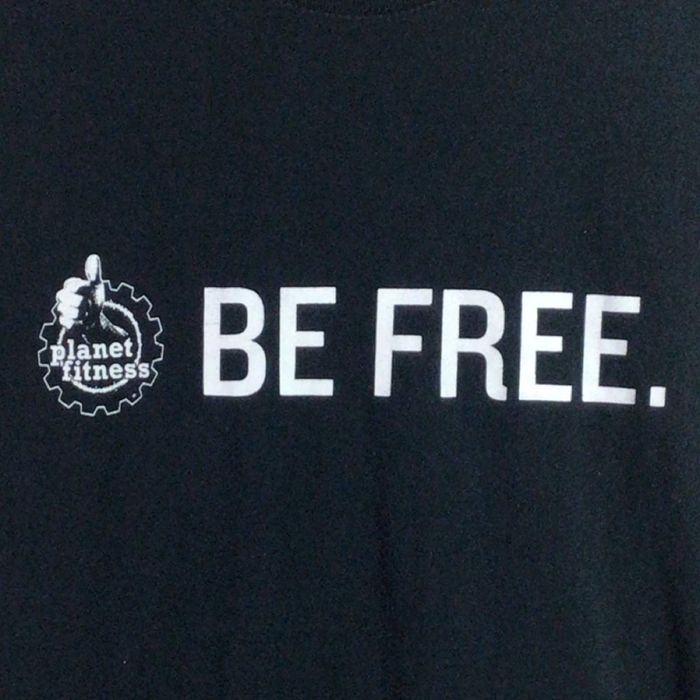 Fruit Of The Loom Planet Fitness BE FREE T Shirt Work Out Exercise Black  Med