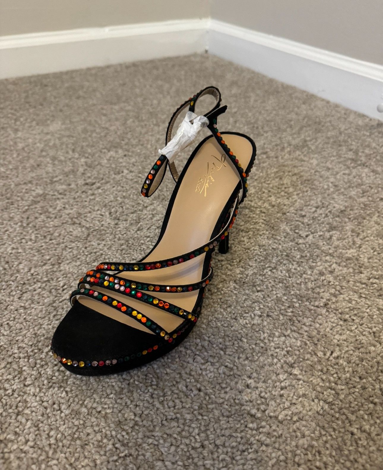 Other Thalía Sodi Livy Black Rhinestone Heels 8M Size US 8 / IT 38 - 1 Thumbnail
